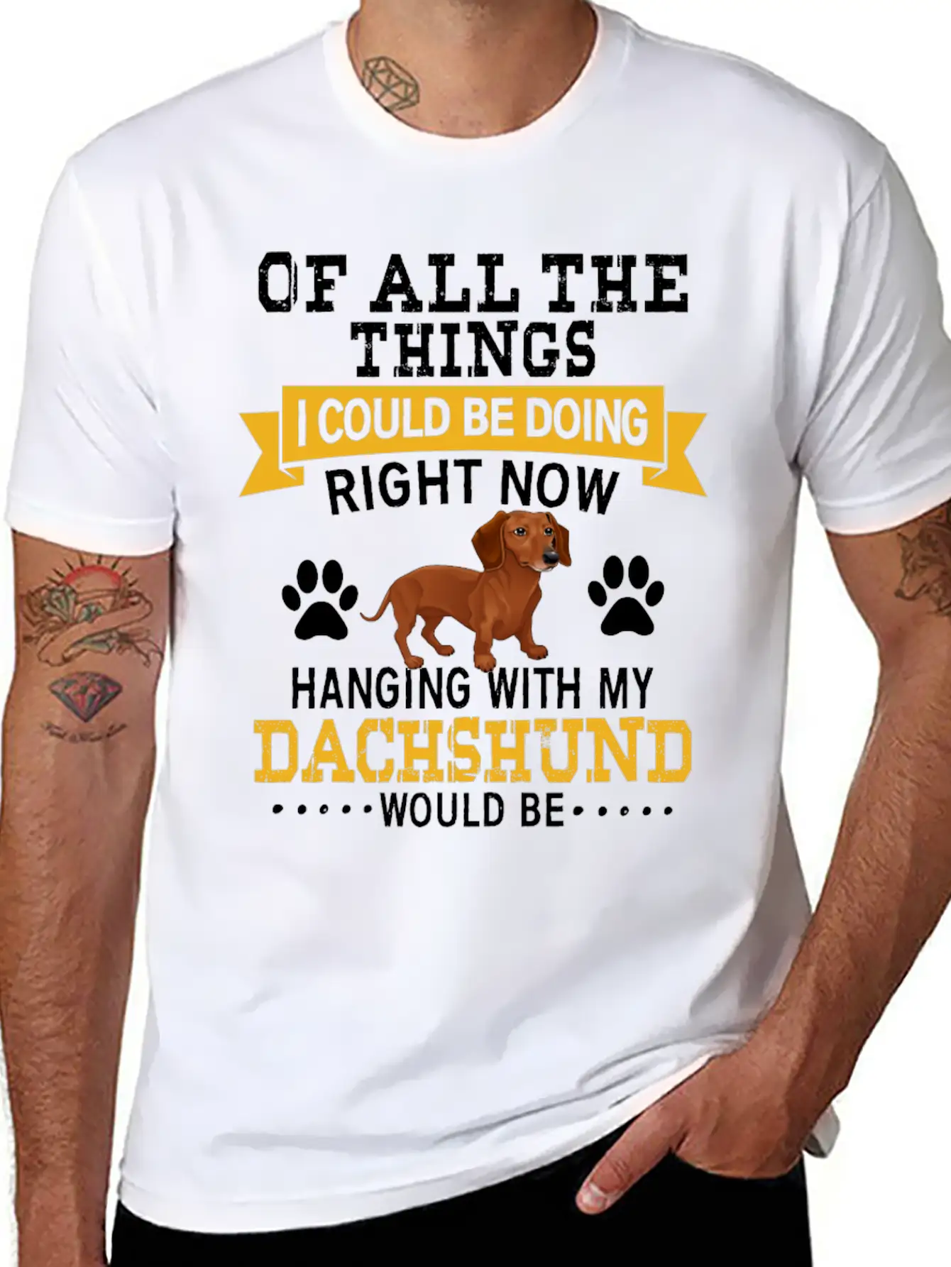 Hanging With My Dachshund Unisex Casual T-Shirt – Clean Design For Daily Comfort