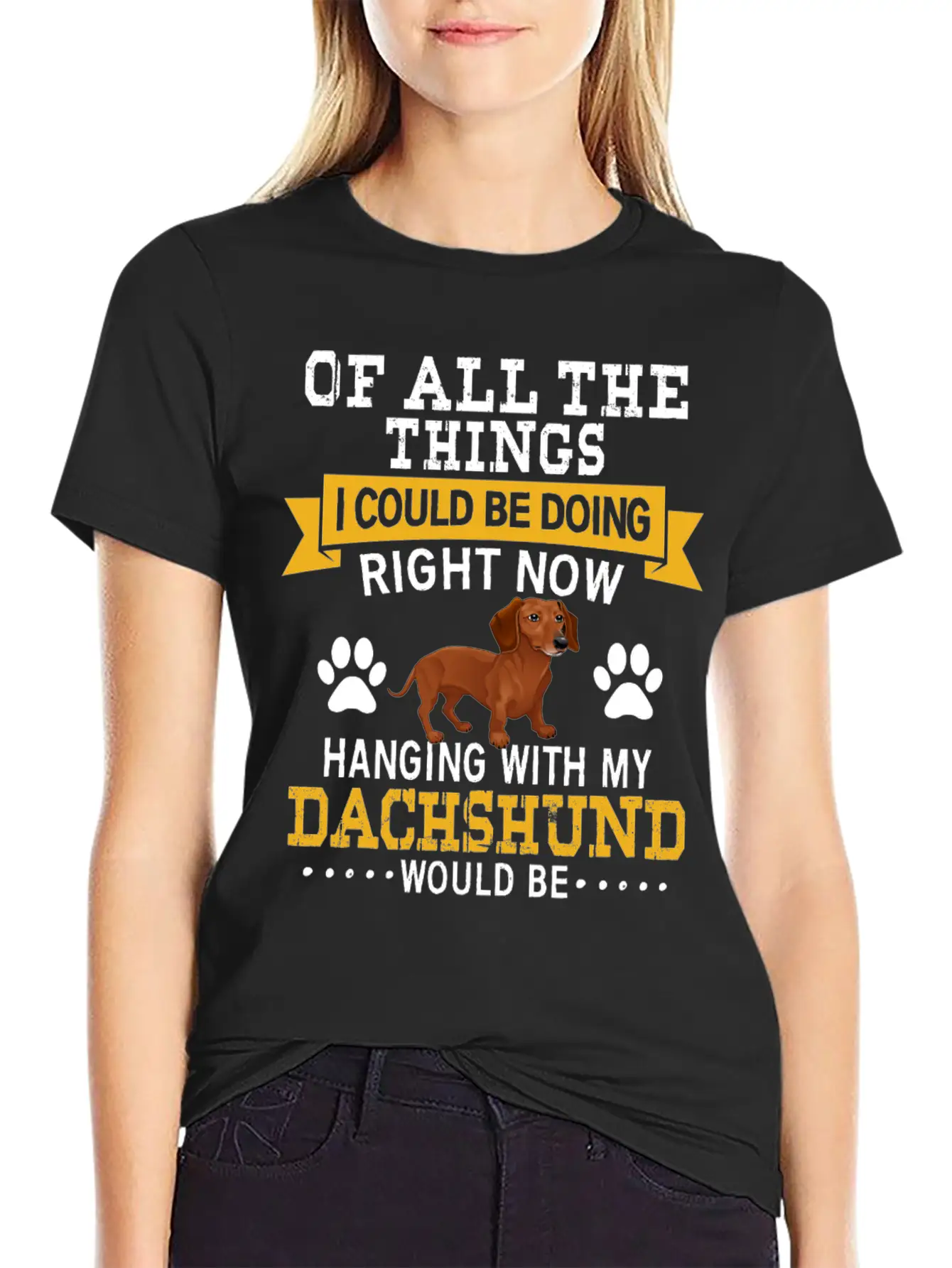 Hanging With My Dachshund Unisex Casual T-Shirt – Clean Design For Daily Comfort