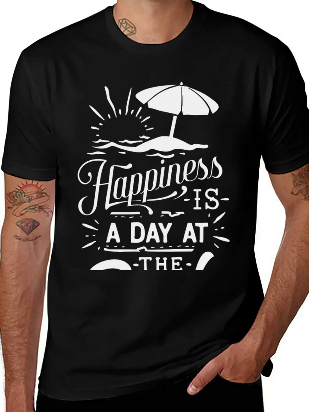 Happiness Is A Day At The Beach Basic Graphic T-Shirt – Daily Comfort In Soft Cotton