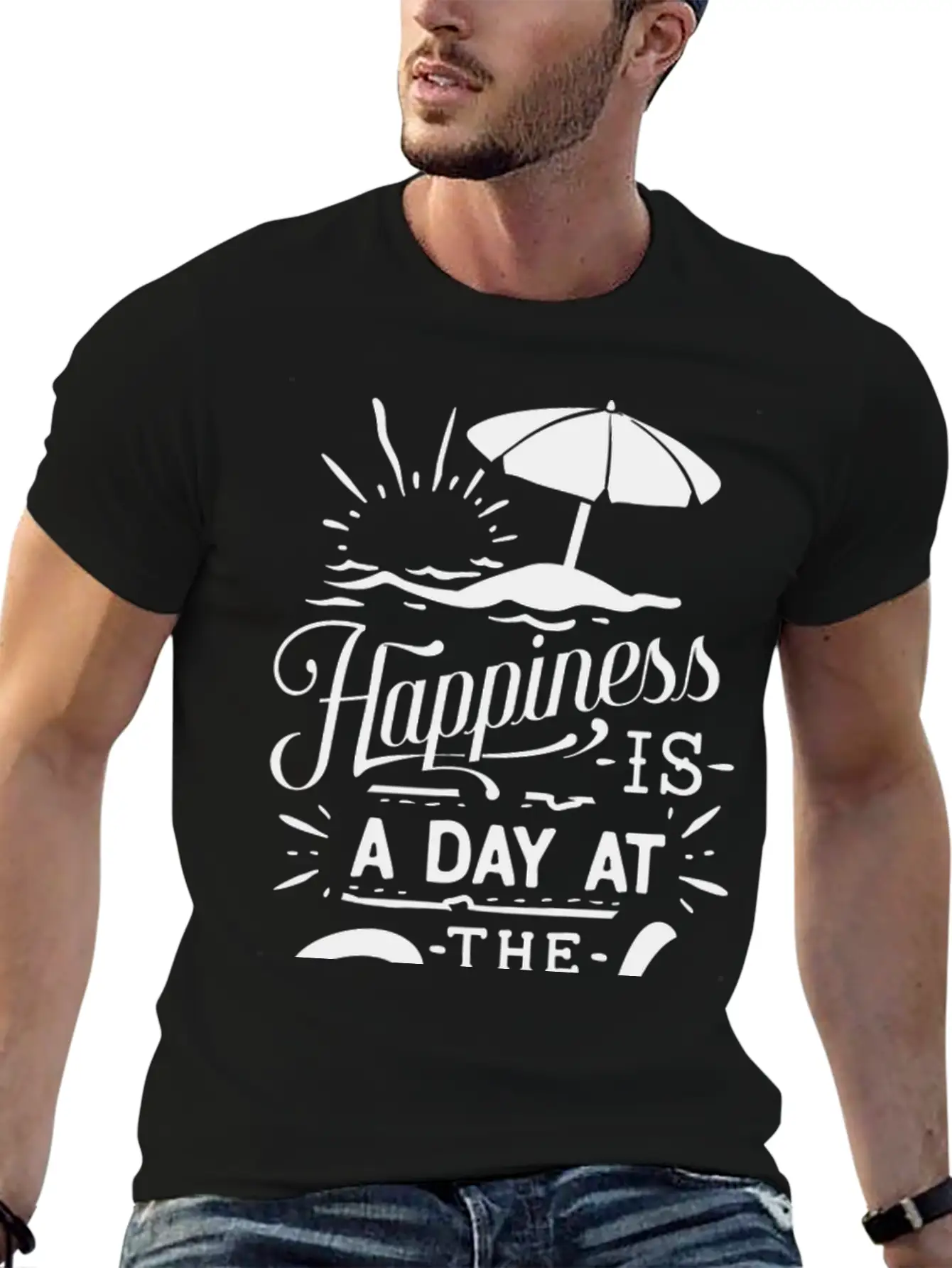 Happiness Is A Day At The Beach Basic Graphic T-Shirt – Daily Comfort In Soft Cotton