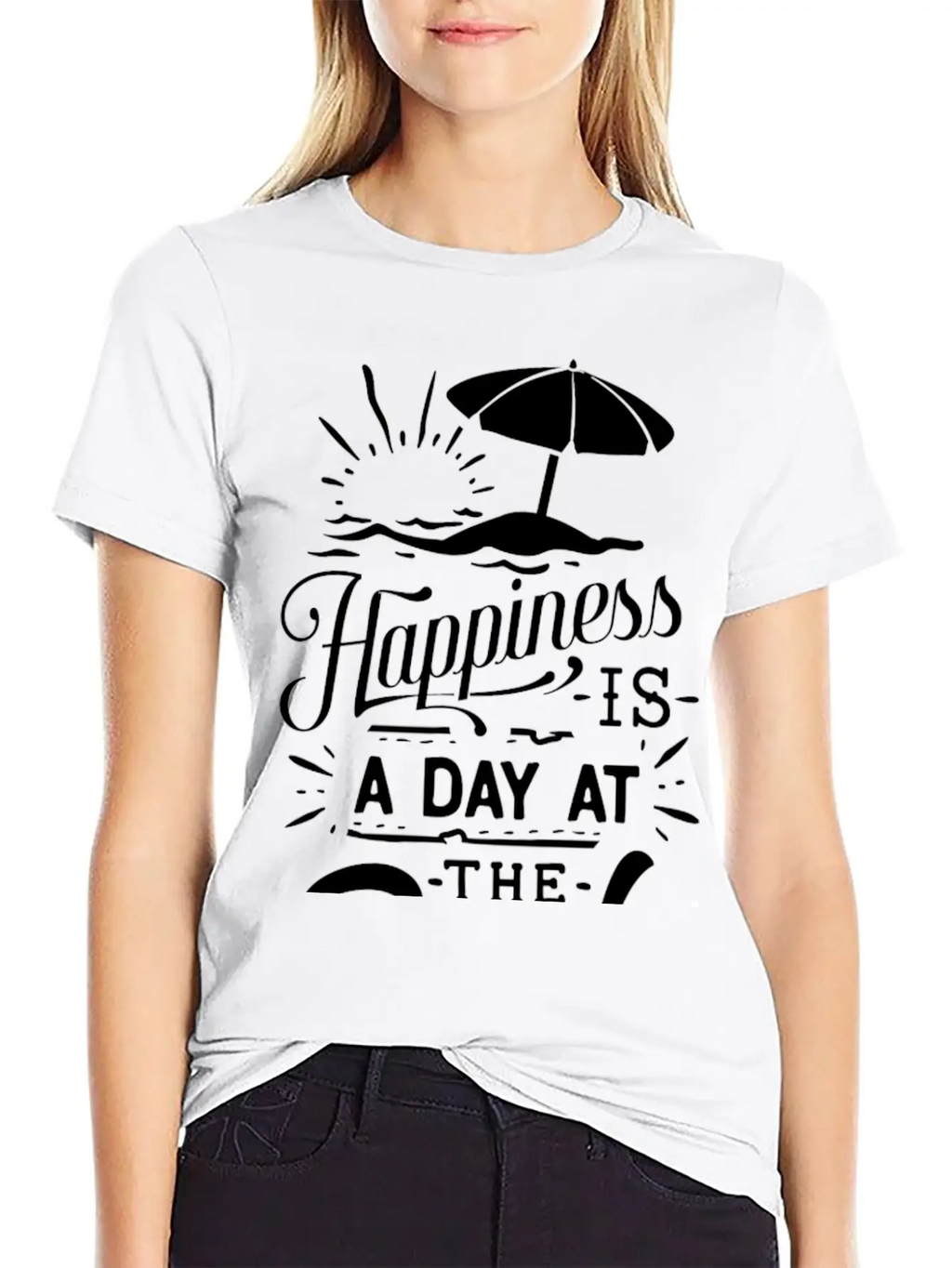 Happiness Is A Day At The Beach Basic Graphic T-Shirt – Daily Comfort In Soft Cotton