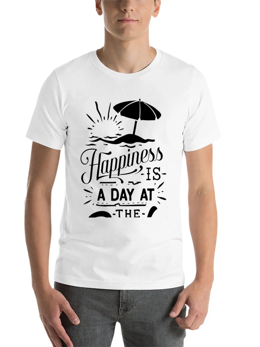 Happiness Is A Day At The Beach Basic Graphic T-Shirt – Daily Comfort In Soft Cotton