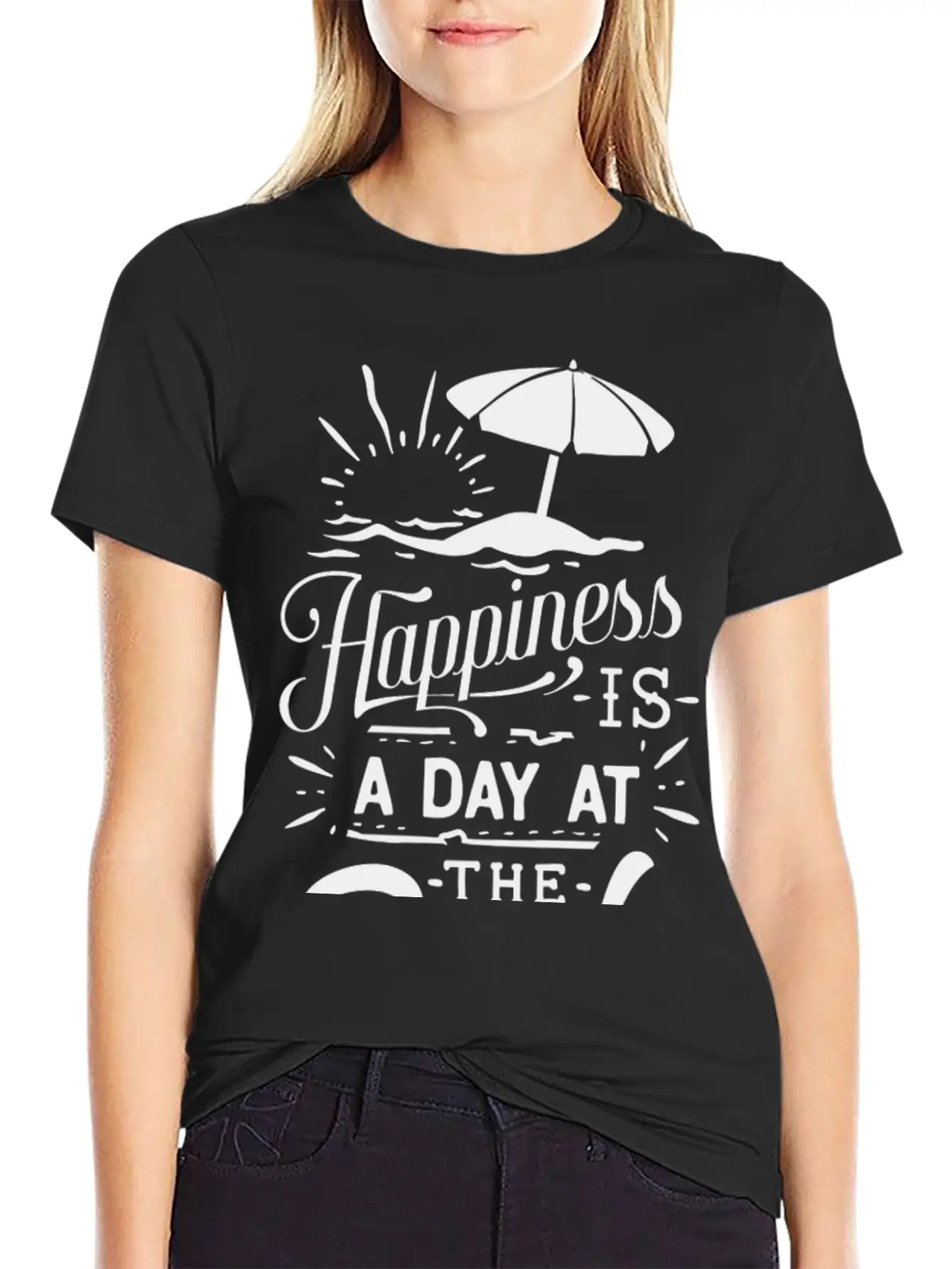 Happiness Is A Day At The Beach Basic Graphic T-Shirt – Daily Comfort In Soft Cotton