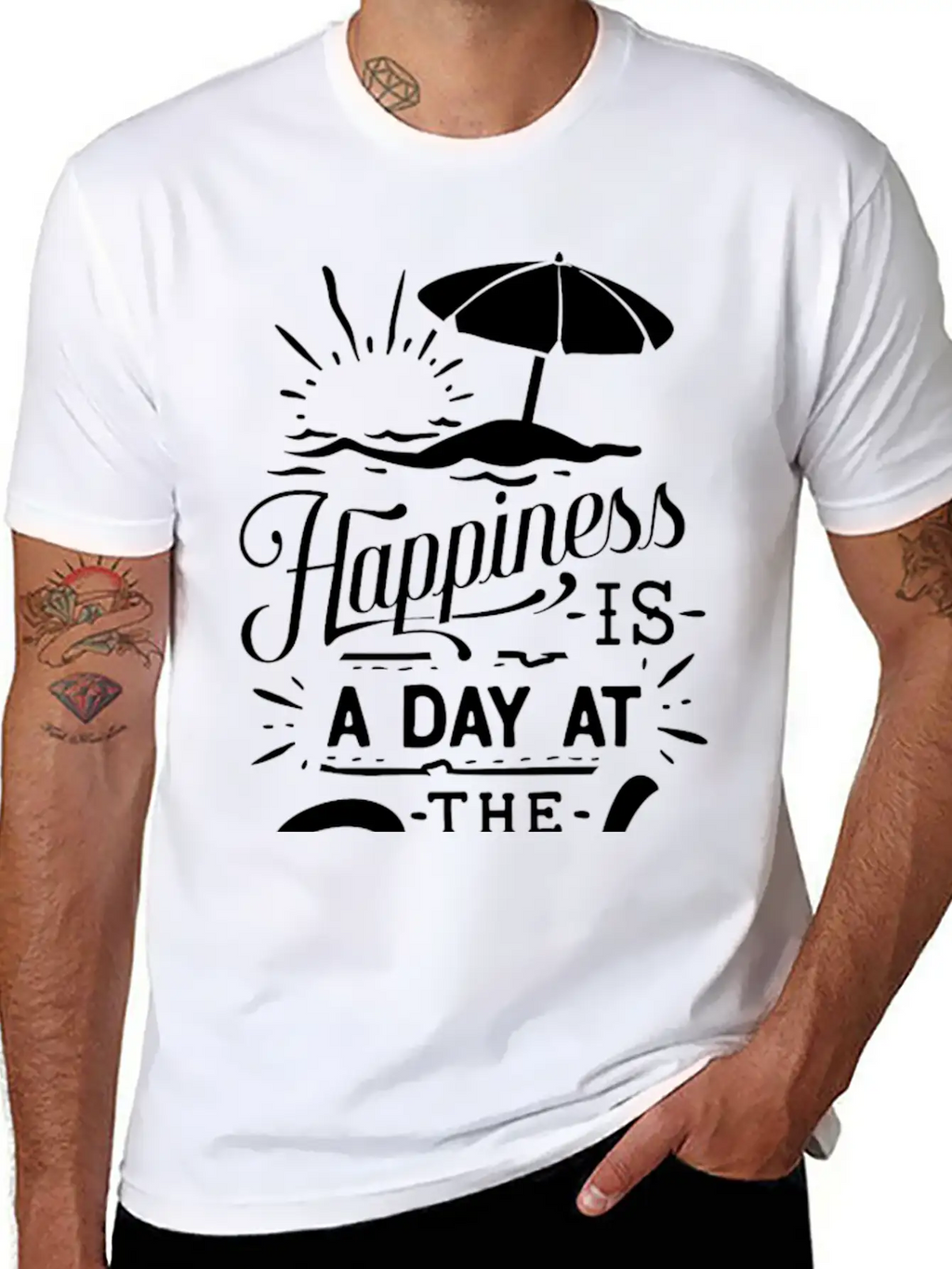 Happiness Is A Day At The Beach Basic Graphic T-Shirt – Daily Comfort In Soft Cotton