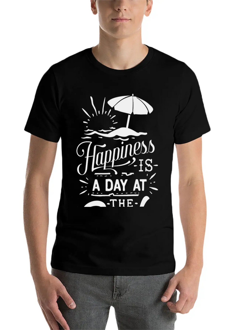 Happiness Is A Day At The Beach Basic Graphic T-Shirt – Daily Comfort In Soft Cotton