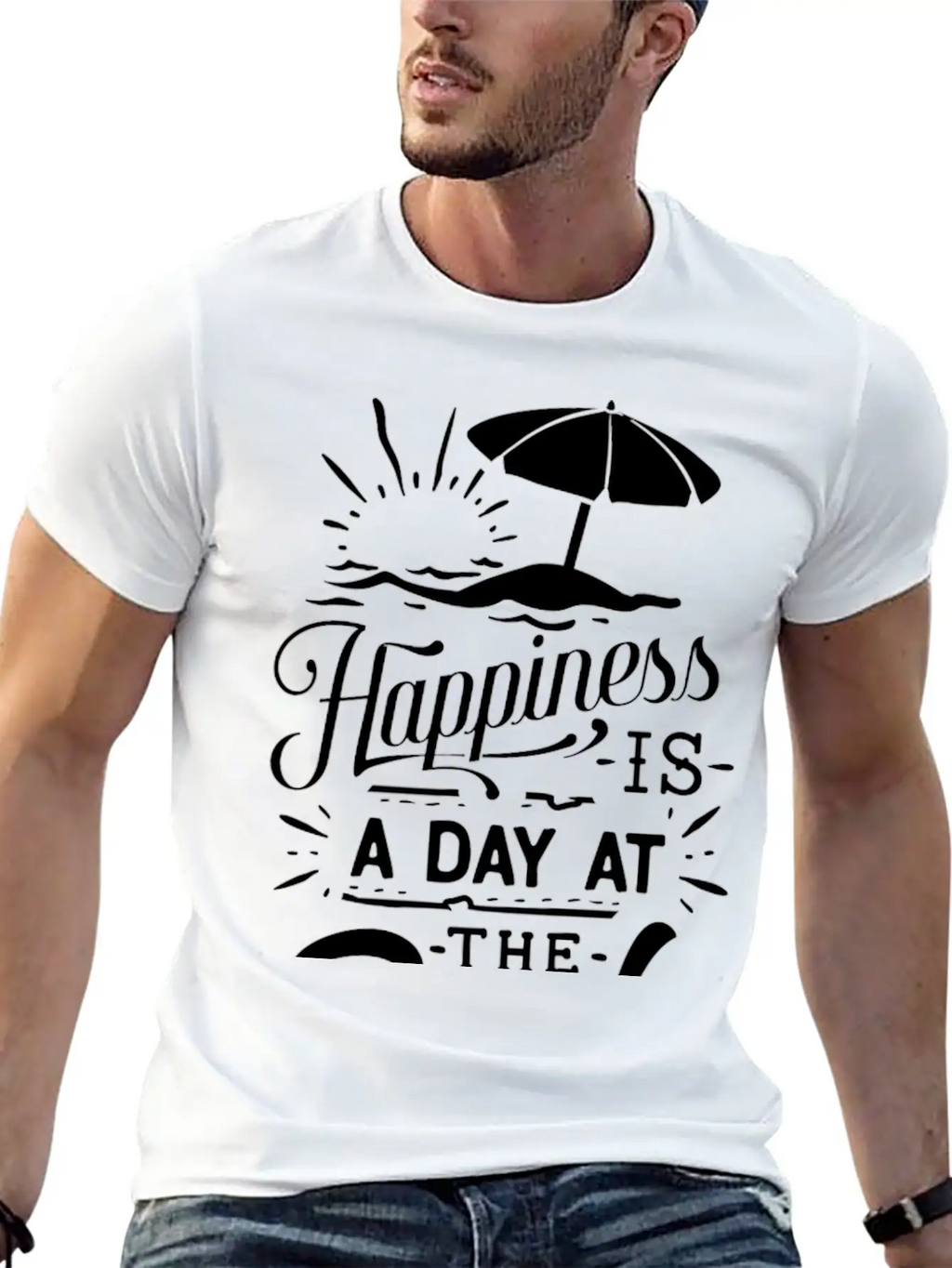 Happiness Is A Day At The Beach Basic Graphic T-Shirt – Daily Comfort In Soft Cotton