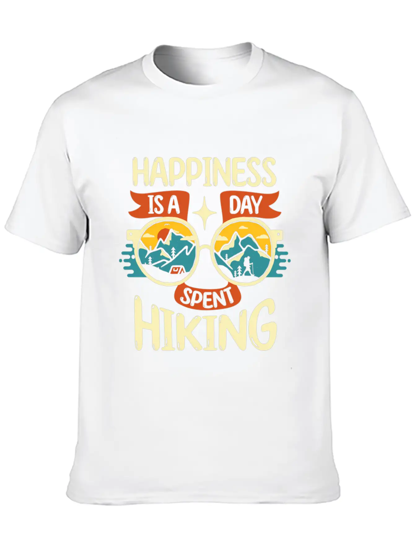 Happiness Is A Day Nt Hiking Mountains Hike Breathable Soft Cotton T-Shirt – Timeless Casual Look