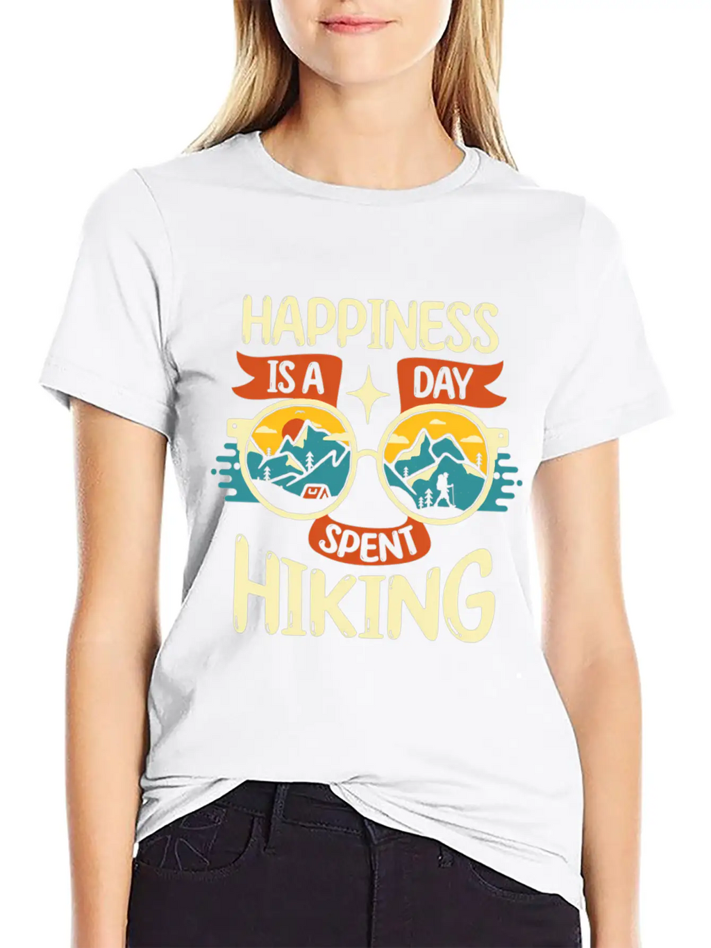 Happiness Is A Day Nt Hiking Mountains Hike Breathable Soft Cotton T-Shirt – Timeless Casual Look