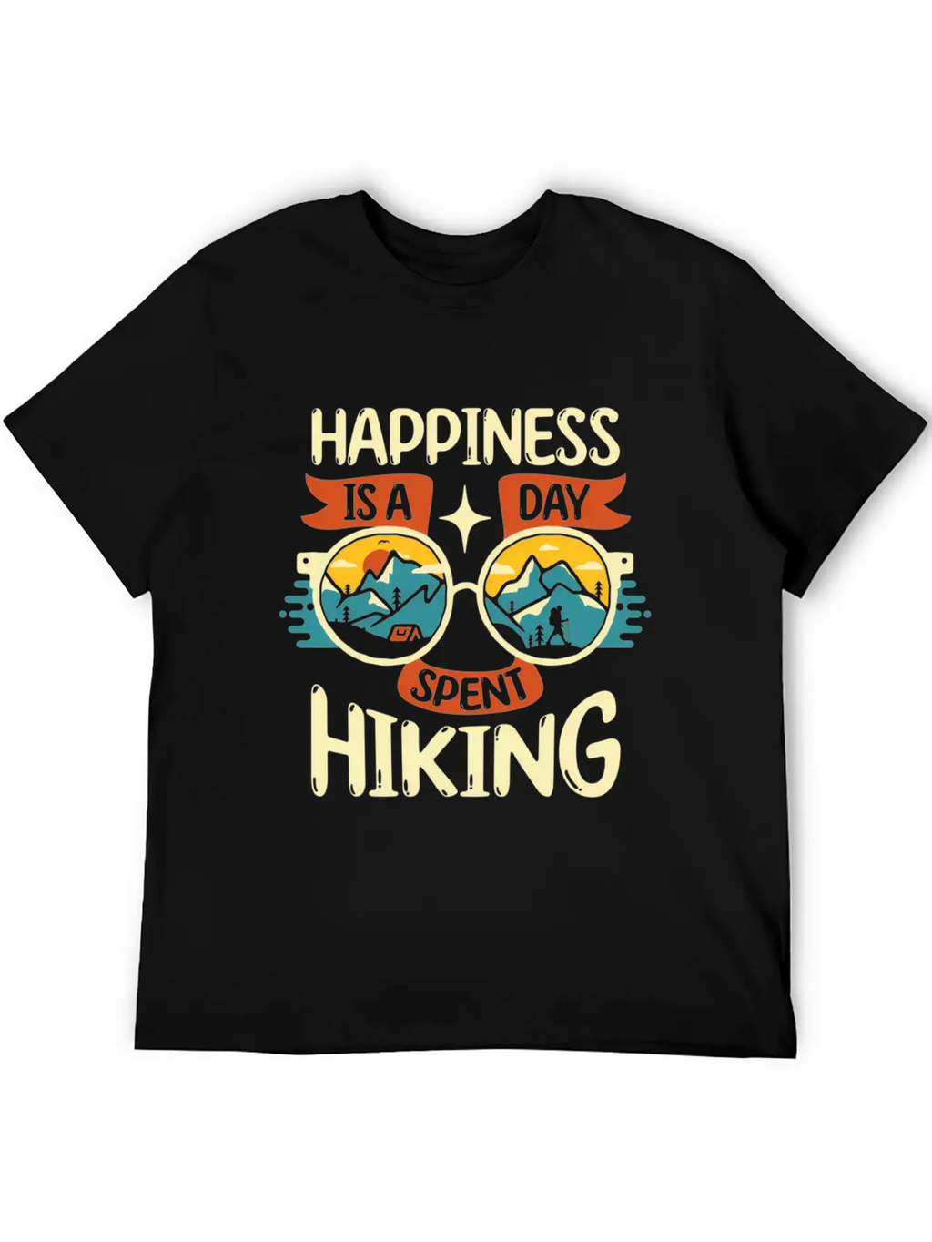 Happiness Is A Day Nt Hiking Mountains Hike Breathable Soft Cotton T-Shirt – Timeless Casual Look
