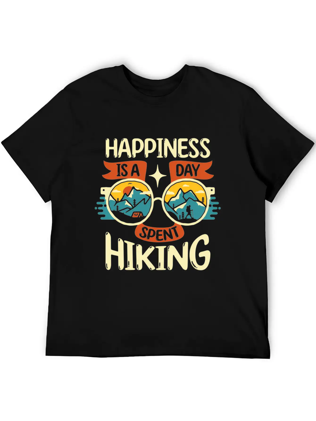 Happiness Is A Day Nt Hiking Mountains Hike Breathable Soft Cotton T-Shirt – Timeless Casual Look