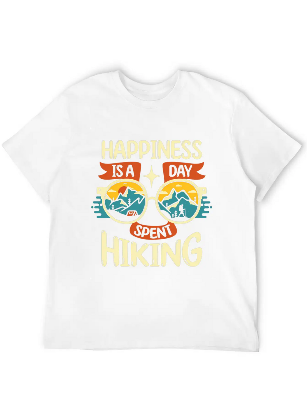 Happiness Is A Day Nt Hiking Mountains Hike Breathable Soft Cotton T-Shirt – Timeless Casual Look