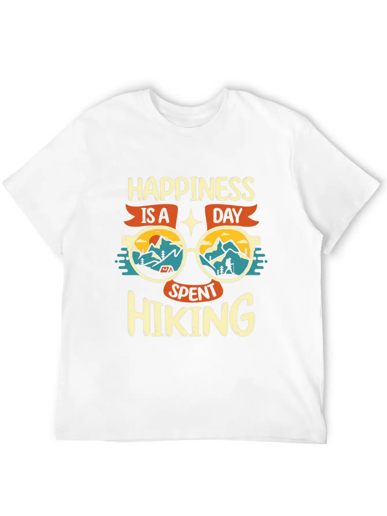Happiness Is A Day Nt Hiking Mountains Hike Breathable Soft Cotton T-Shirt – Timeless Casual Look