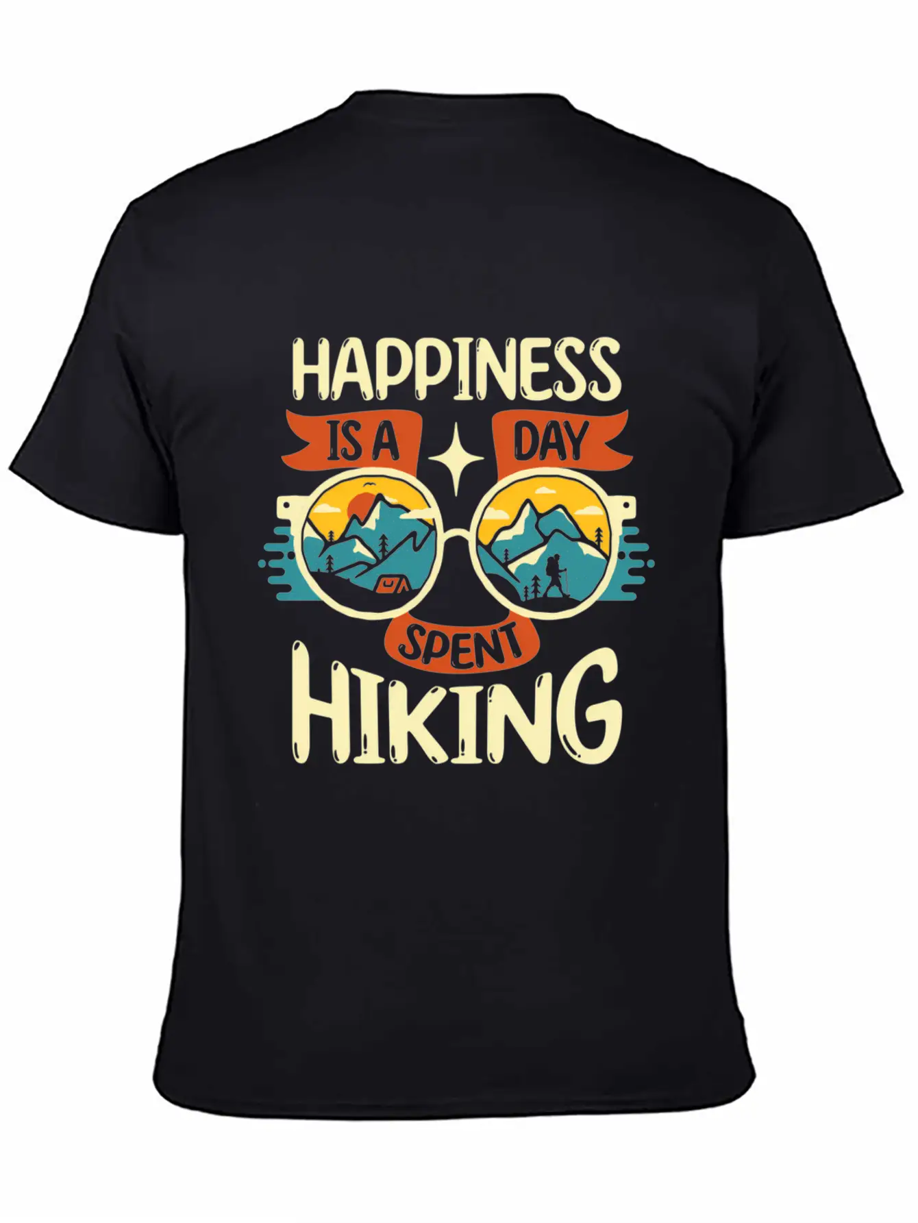 Happiness Is A Day Nt Hiking Mountains Hike Breathable Soft Cotton T-Shirt – Timeless Casual Look