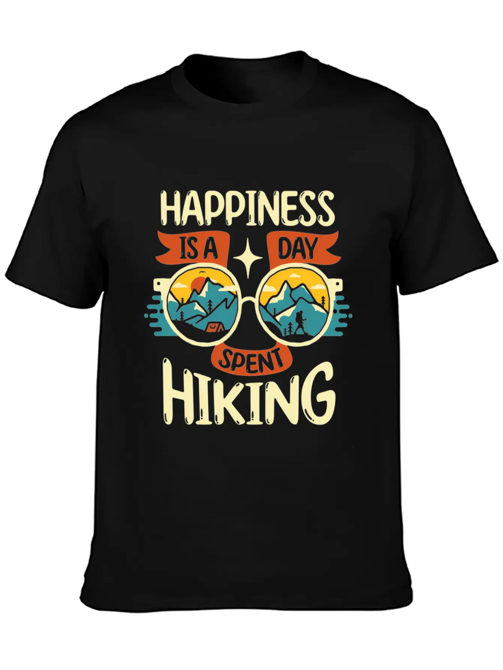 Happiness Is A Day Nt Hiking Mountains Hike Breathable Soft Cotton T-Shirt – Timeless Casual Look