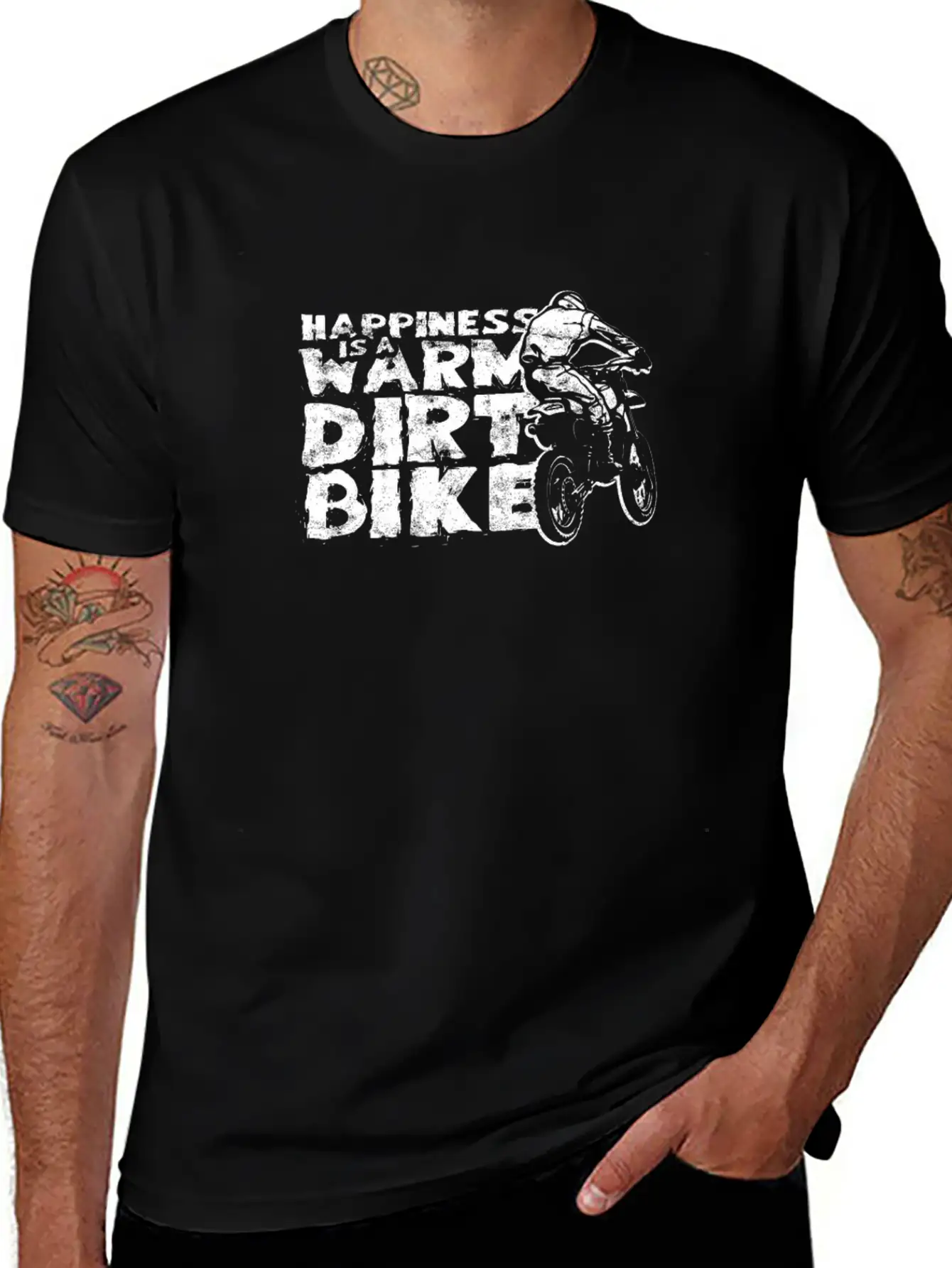 Happiness Is A Warm Dirt Bike - Dirt Bike Relaxed Everyday Tee – Lightweight And Durable Cotton