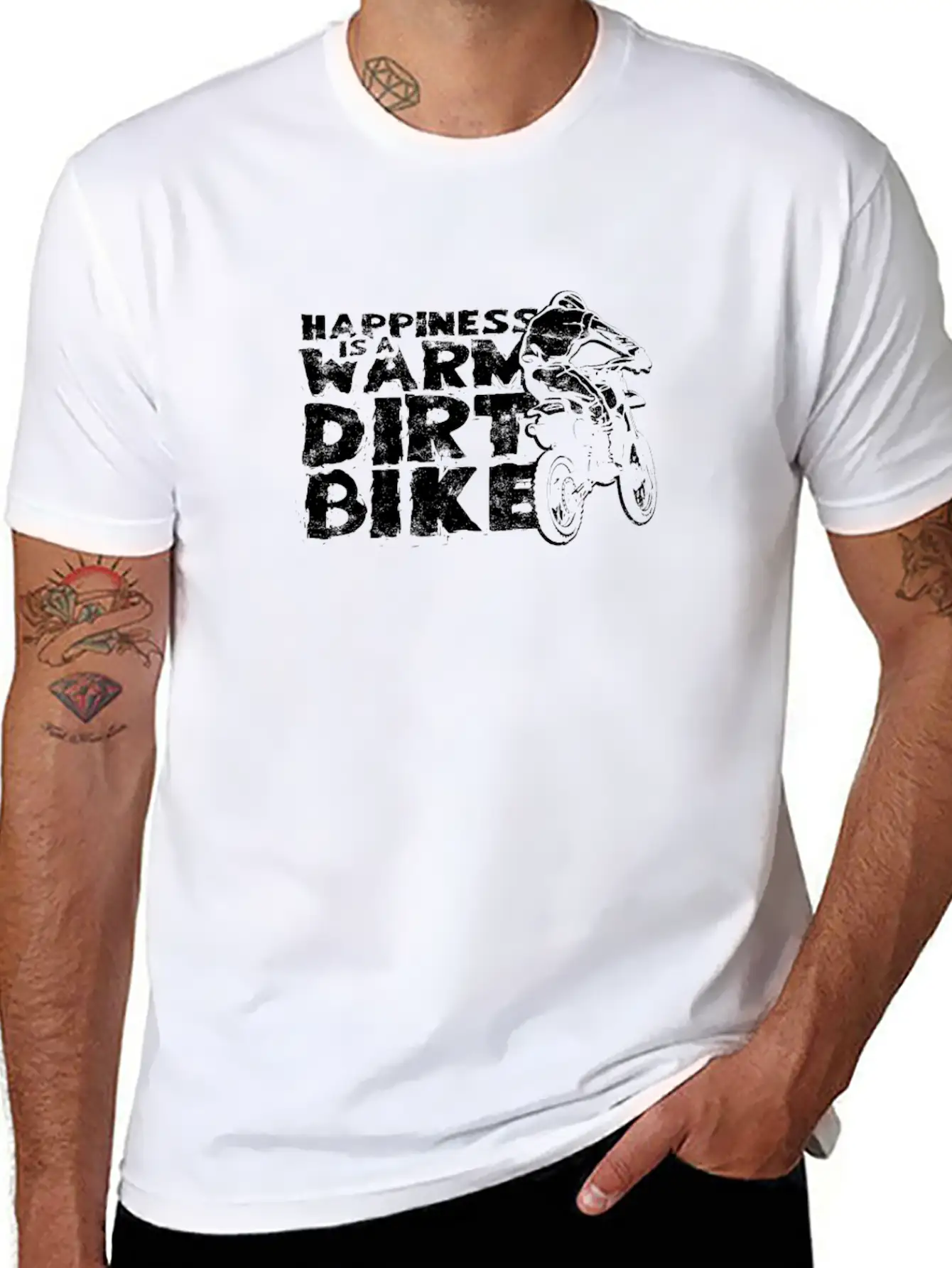 Happiness Is A Warm Dirt Bike - Dirt Bike Relaxed Everyday Tee – Lightweight And Durable Cotton