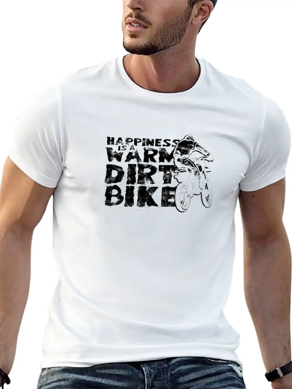 Happiness Is A Warm Dirt Bike - Dirt Bike Relaxed Everyday Tee – Lightweight And Durable Cotton
