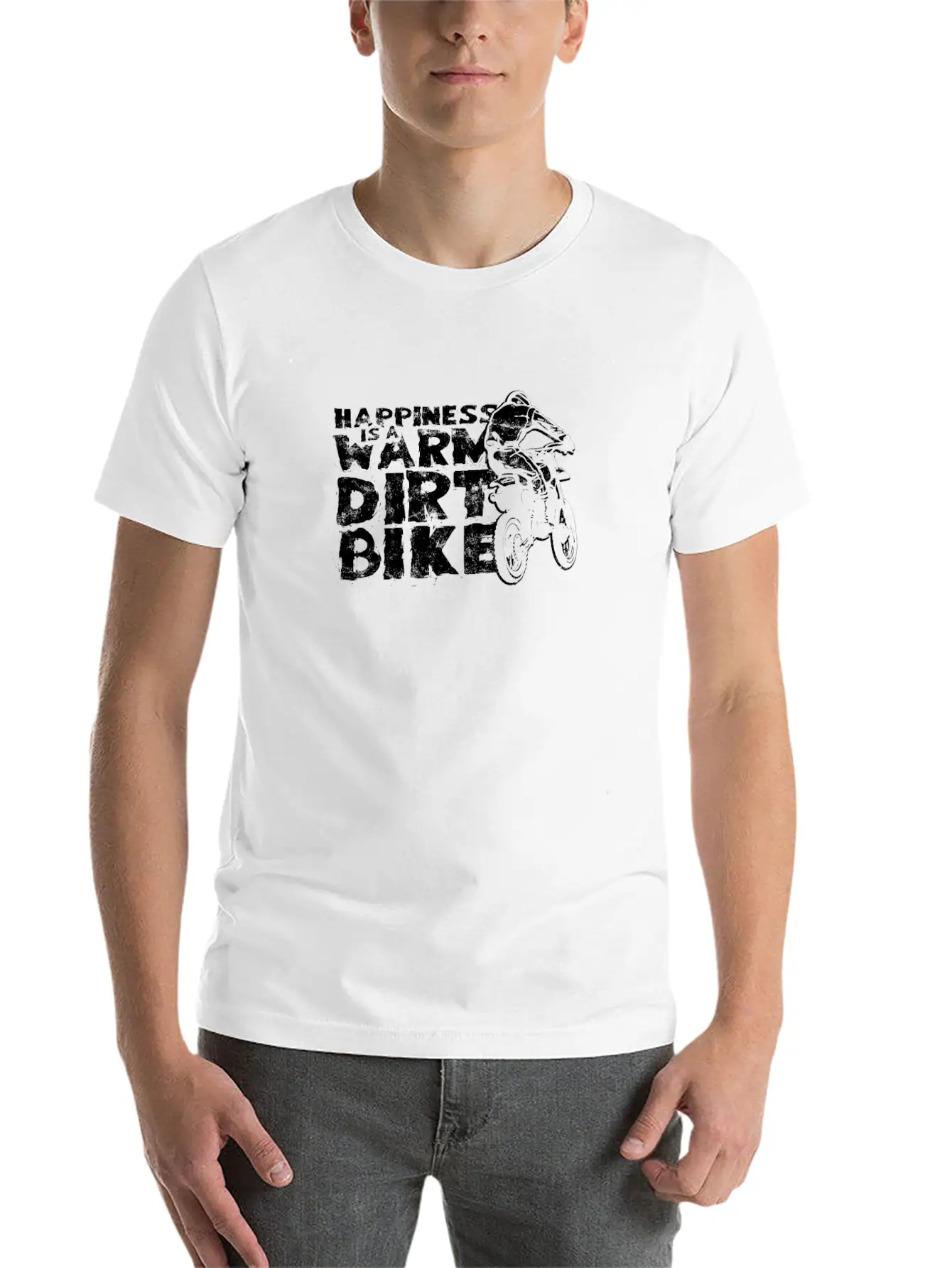Happiness Is A Warm Dirt Bike - Dirt Bike Relaxed Everyday Tee – Lightweight And Durable Cotton