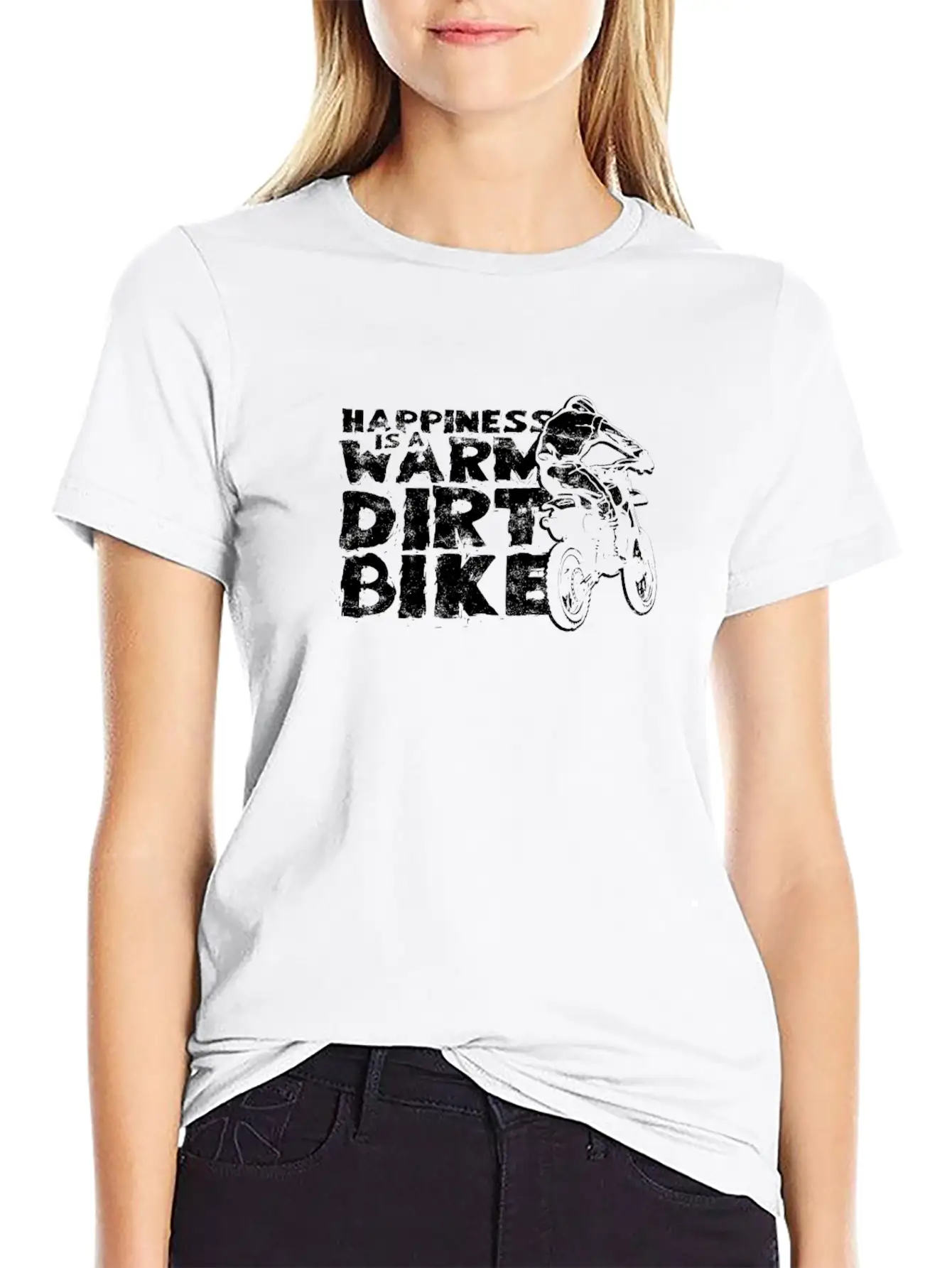 Happiness Is A Warm Dirt Bike - Dirt Bike Relaxed Everyday Tee – Lightweight And Durable Cotton