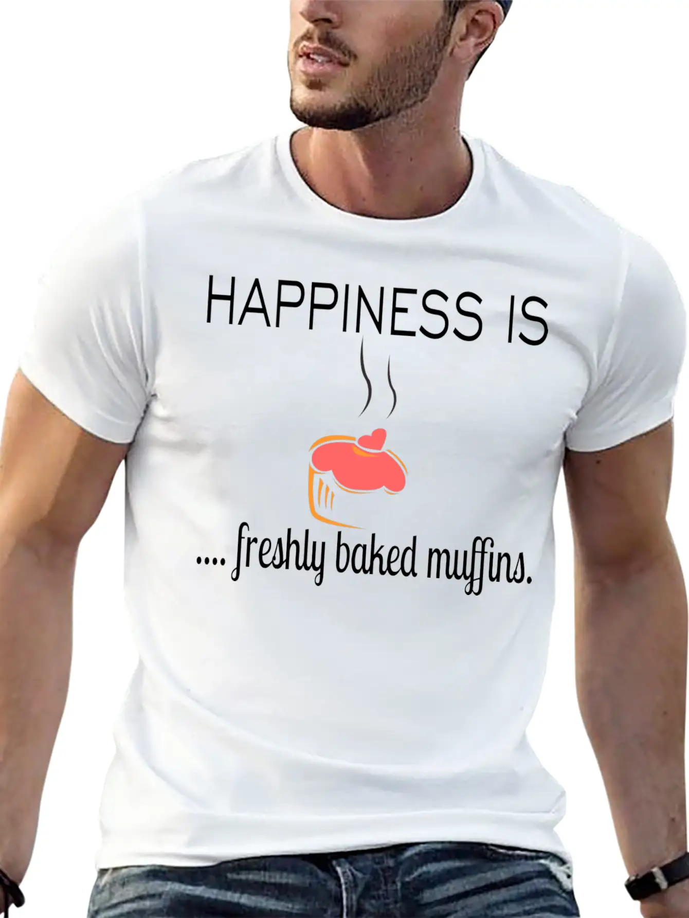 Happiness Is Basic Graphic T-Shirt – Daily Comfort In Soft Cotton
