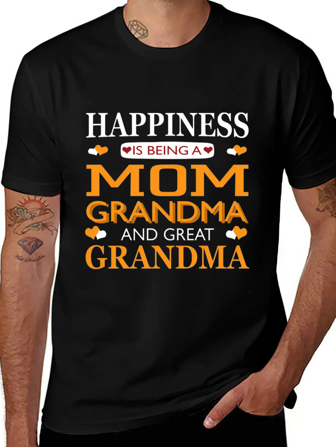 Happiness Is Being A Mom Grandma And Great Grandma Breathable Graphic T-Shirt – Perfect For Casual Days