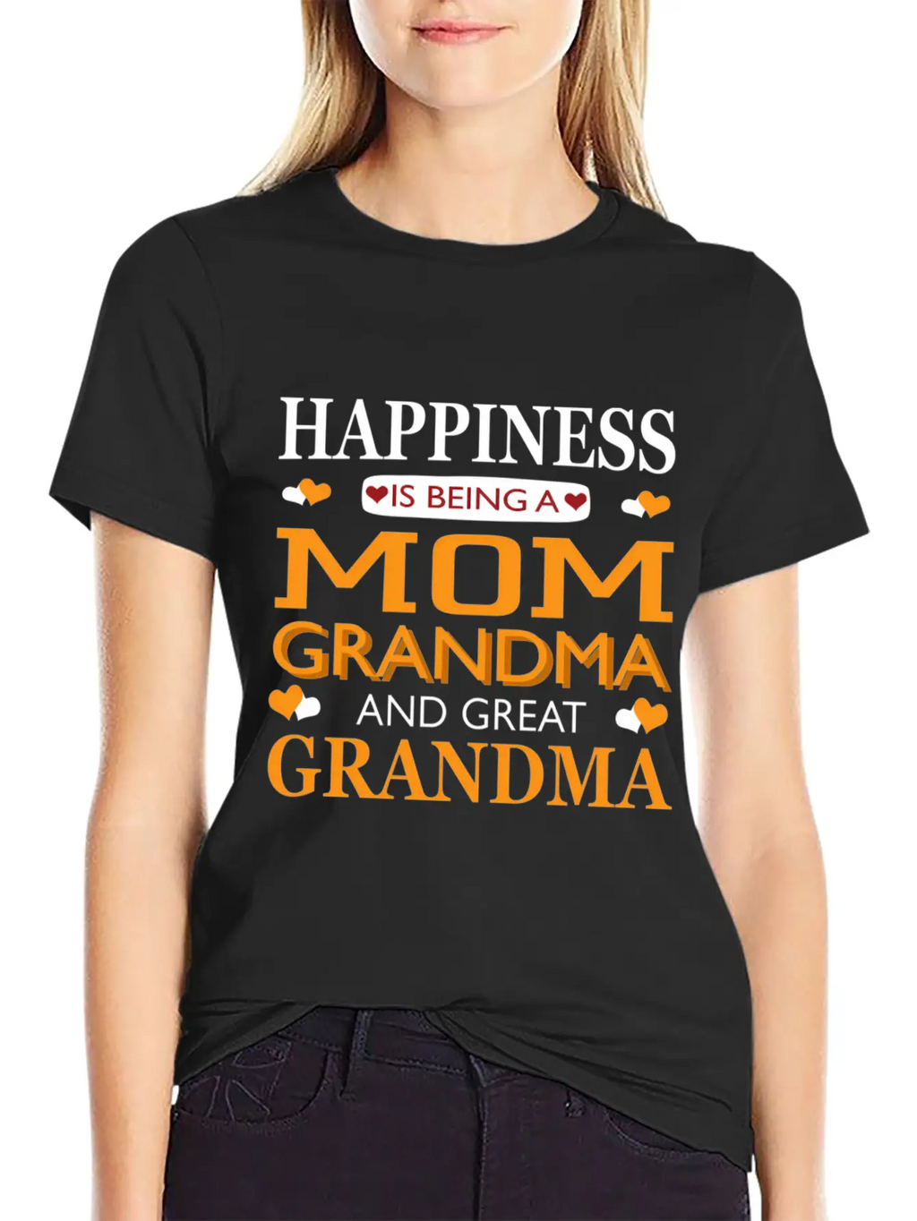 Happiness Is Being A Mom Grandma And Great Grandma Breathable Graphic T-Shirt – Perfect For Casual Days