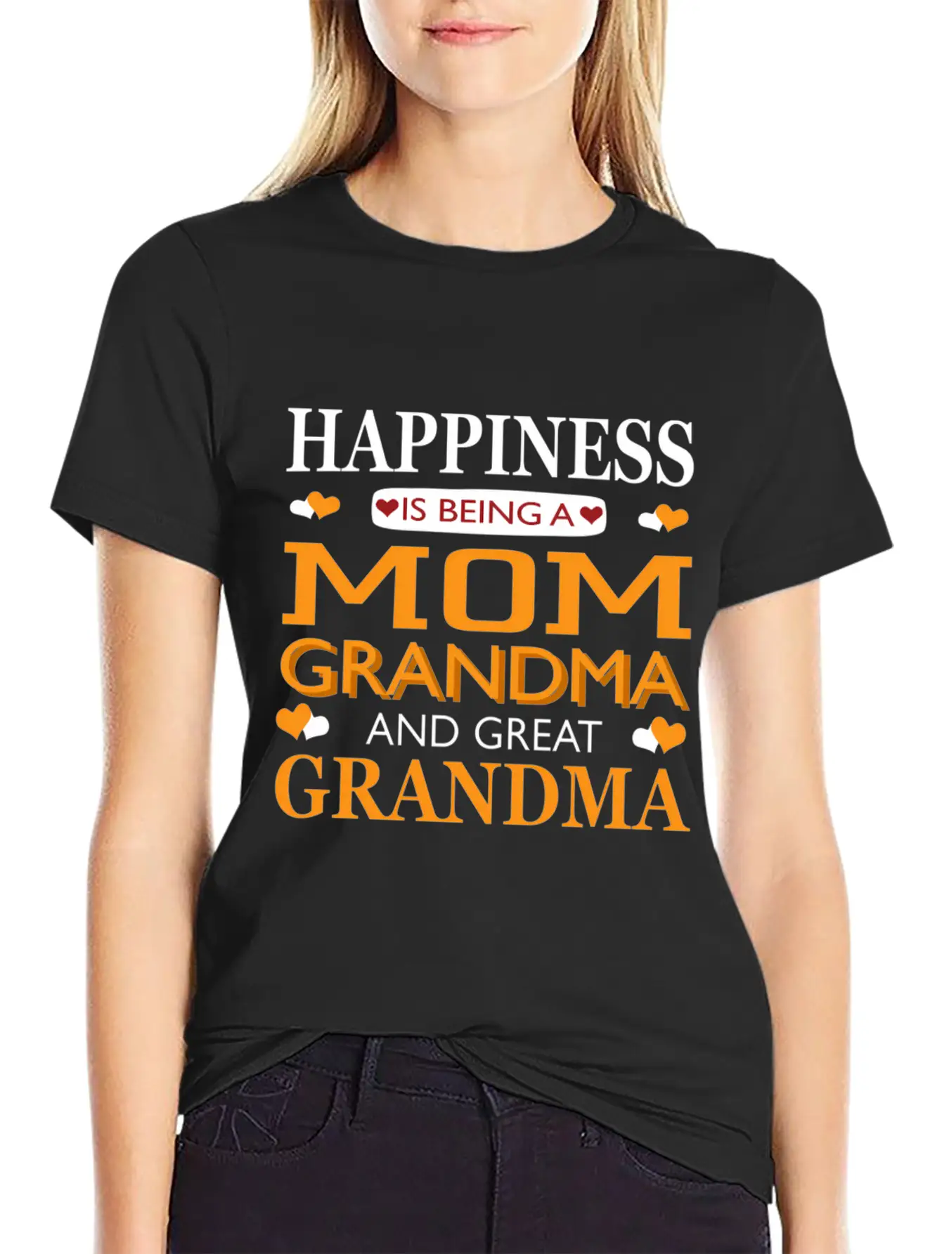 Happiness Is Being A Mom Grandma And Great Grandma Breathable Graphic T-Shirt – Perfect For Casual Days