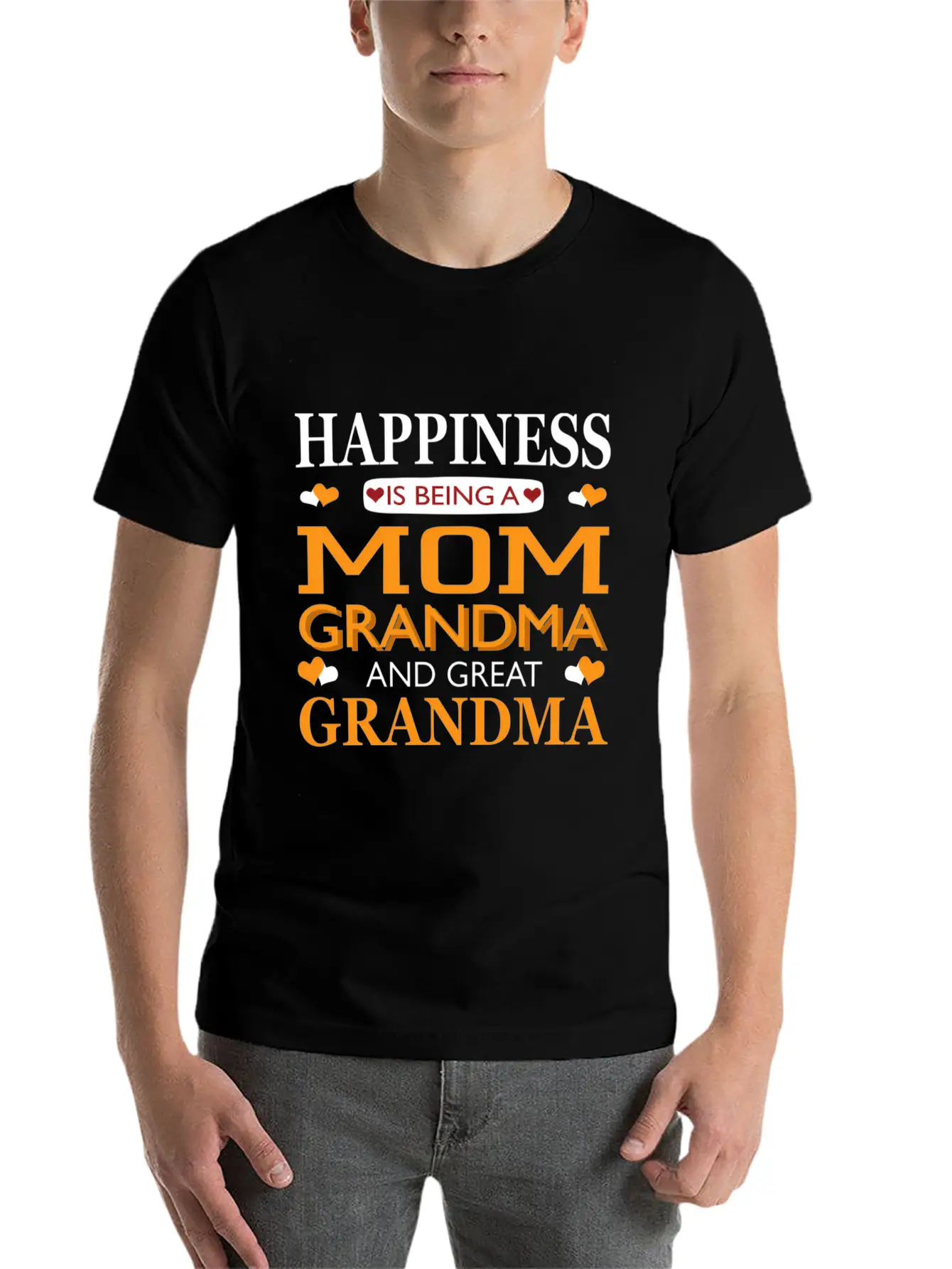 Happiness Is Being A Mom Grandma And Great Grandma Breathable Graphic T-Shirt – Perfect For Casual Days