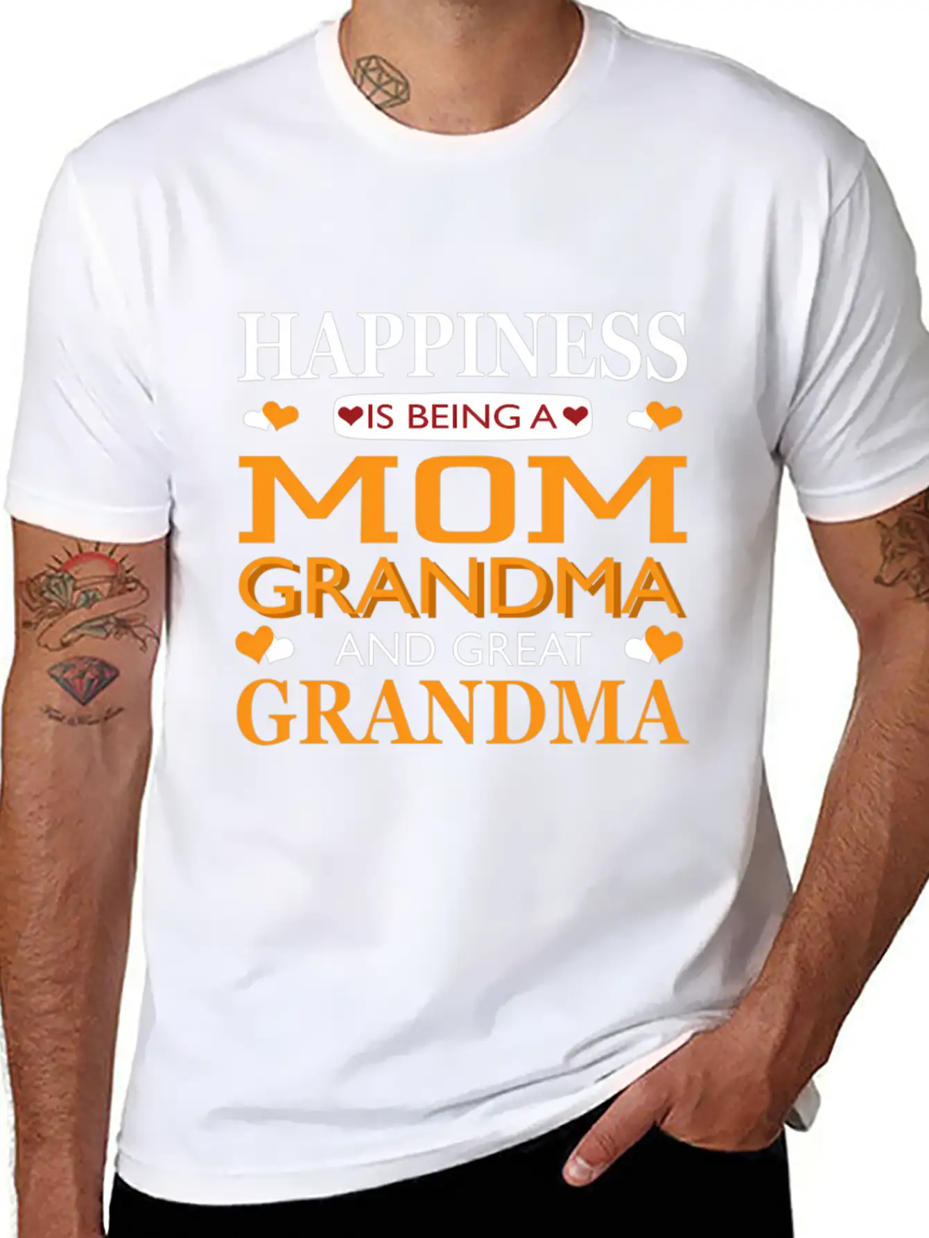 Happiness Is Being A Mom Grandma And Great Grandma Breathable Graphic T-Shirt – Perfect For Casual Days