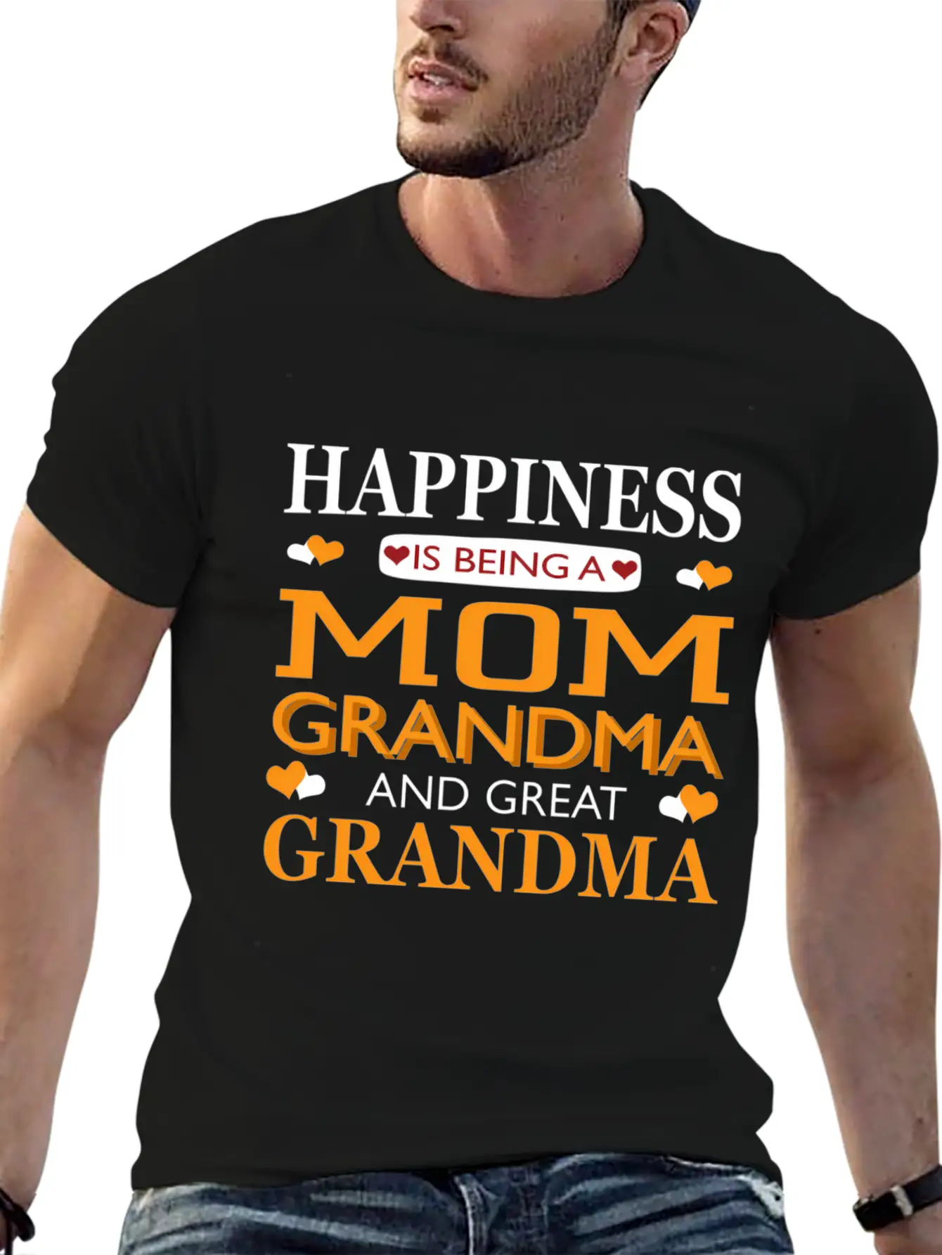 Happiness Is Being A Mom Grandma And Great Grandma Breathable Graphic T-Shirt – Perfect For Casual Days
