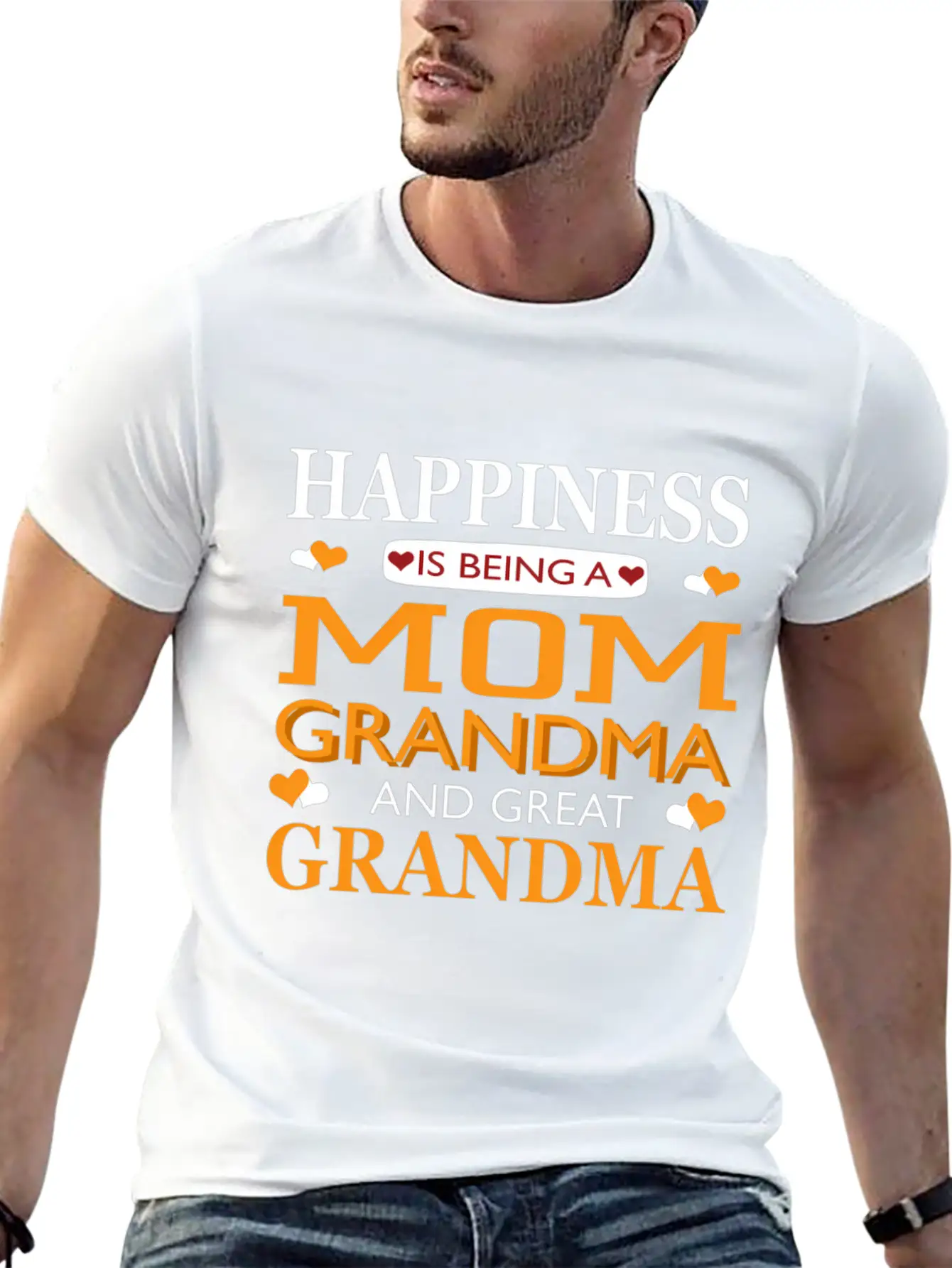 Happiness Is Being A Mom Grandma And Great Grandma Breathable Graphic T-Shirt – Perfect For Casual Days