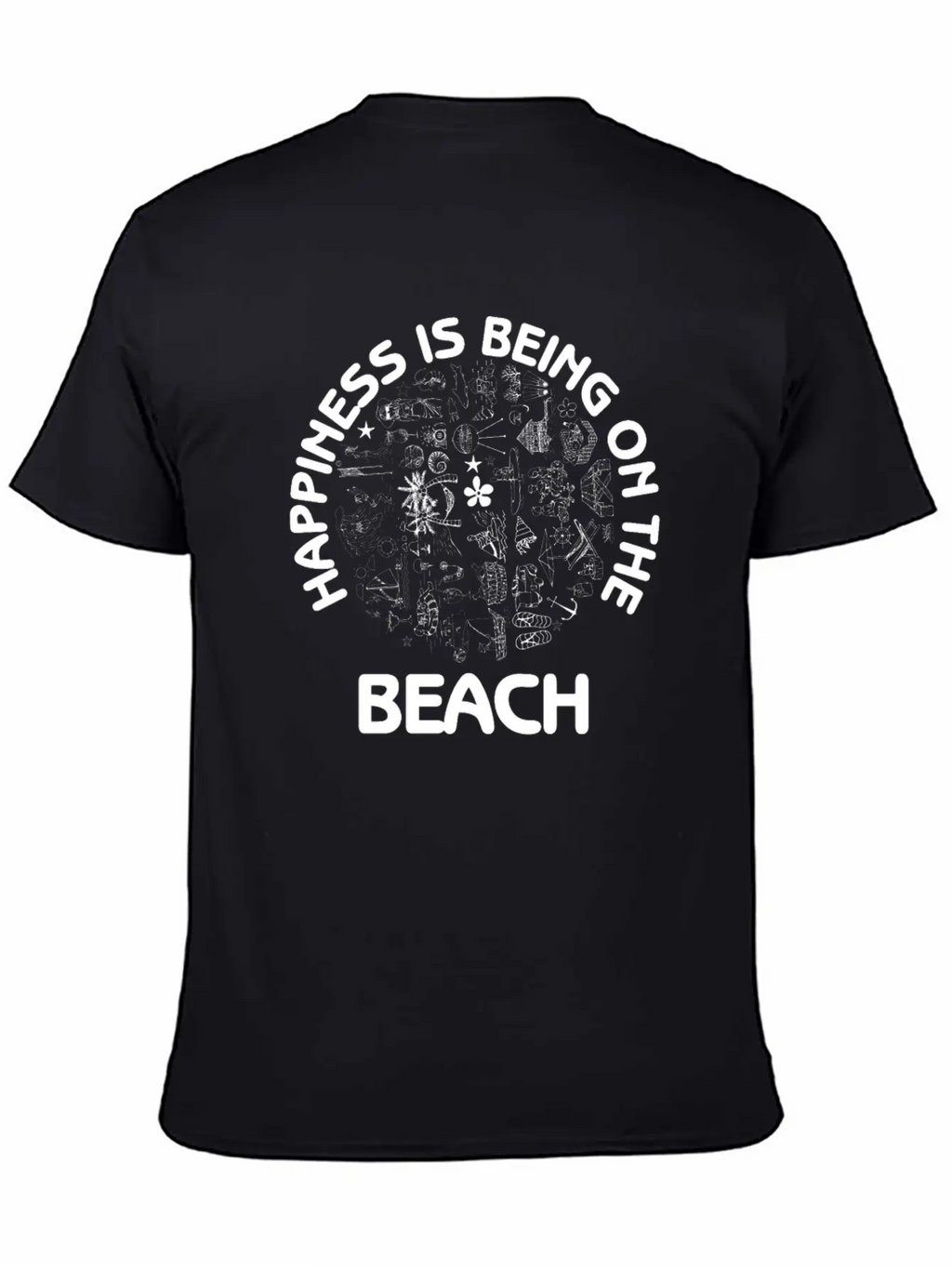 Happiness Is Being On The Beach Summer Fun Sand Essential Cotton Tee For Daily Outfits – Unisex Style