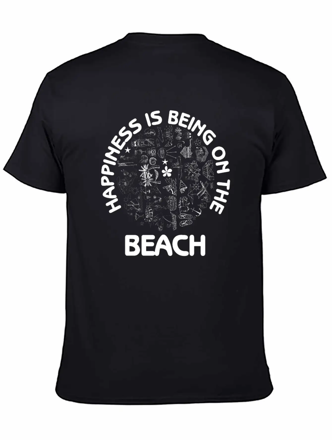 Happiness Is Being On The Beach Summer Fun Sand Essential Cotton Tee For Daily Outfits – Unisex Style