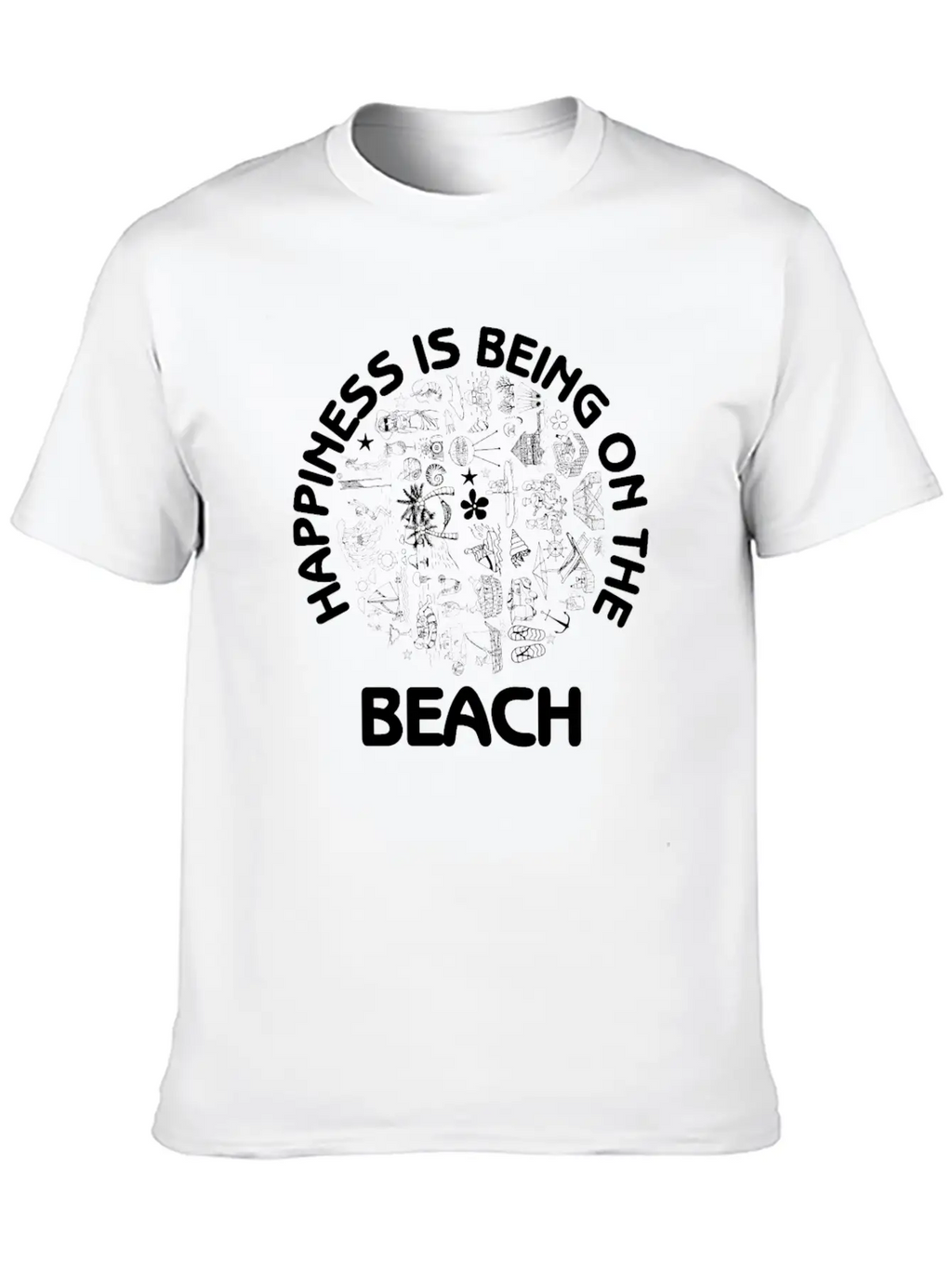 Happiness Is Being On The Beach Summer Fun Sand Essential Cotton Tee For Daily Outfits – Unisex Style