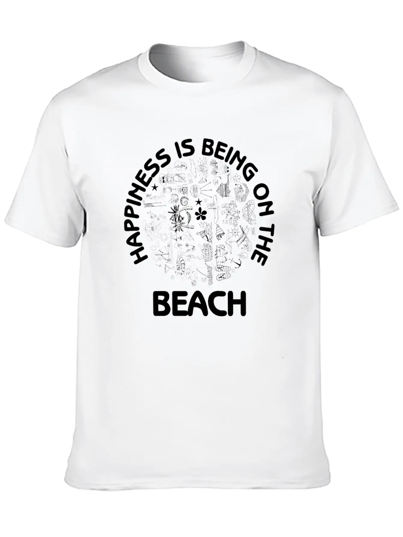 Happiness Is Being On The Beach Summer Fun Sand Essential Cotton Tee For Daily Outfits – Unisex Style