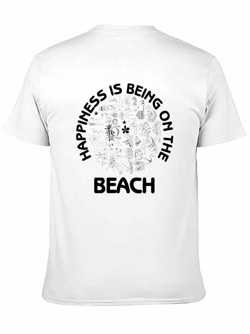 Happiness Is Being On The Beach Summer Fun Sand Essential Cotton Tee For Daily Outfits – Unisex Style