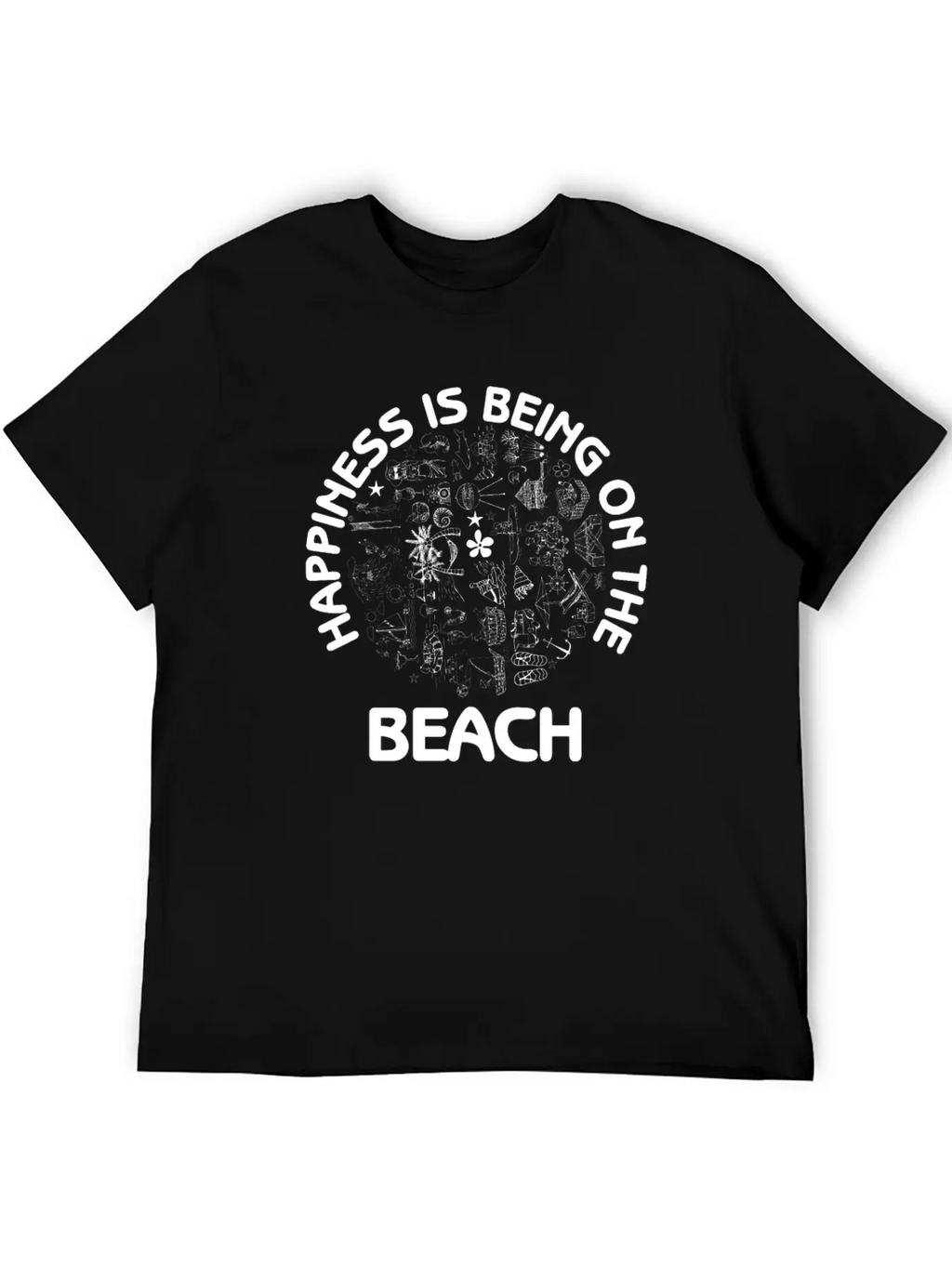 Happiness Is Being On The Beach Summer Fun Sand Essential Cotton Tee For Daily Outfits – Unisex Style