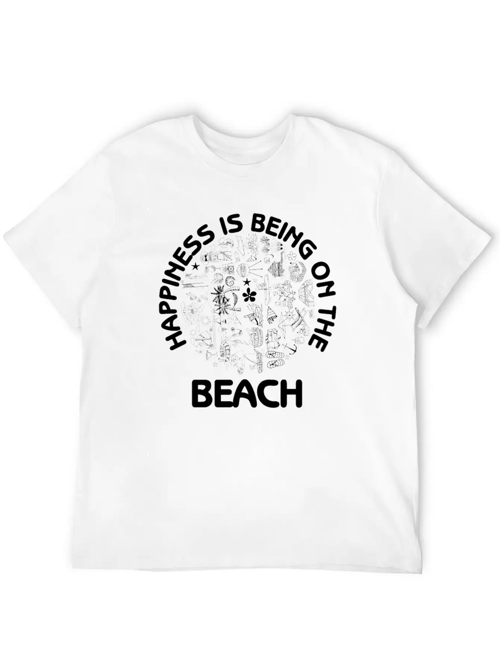 Happiness Is Being On The Beach Summer Fun Sand Essential Cotton Tee For Daily Outfits – Unisex Style