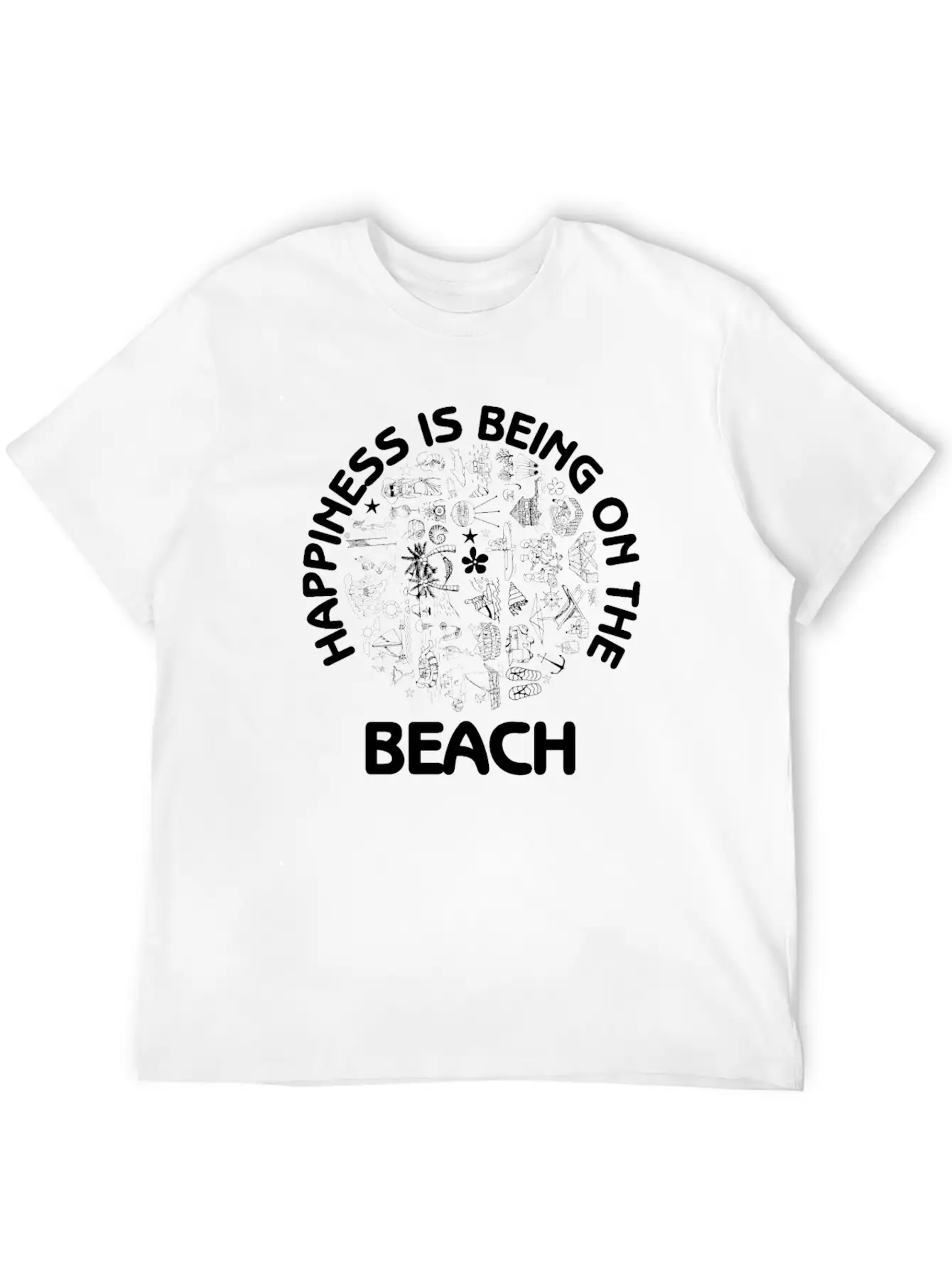 Happiness Is Being On The Beach Summer Fun Sand Essential Cotton Tee For Daily Outfits – Unisex Style