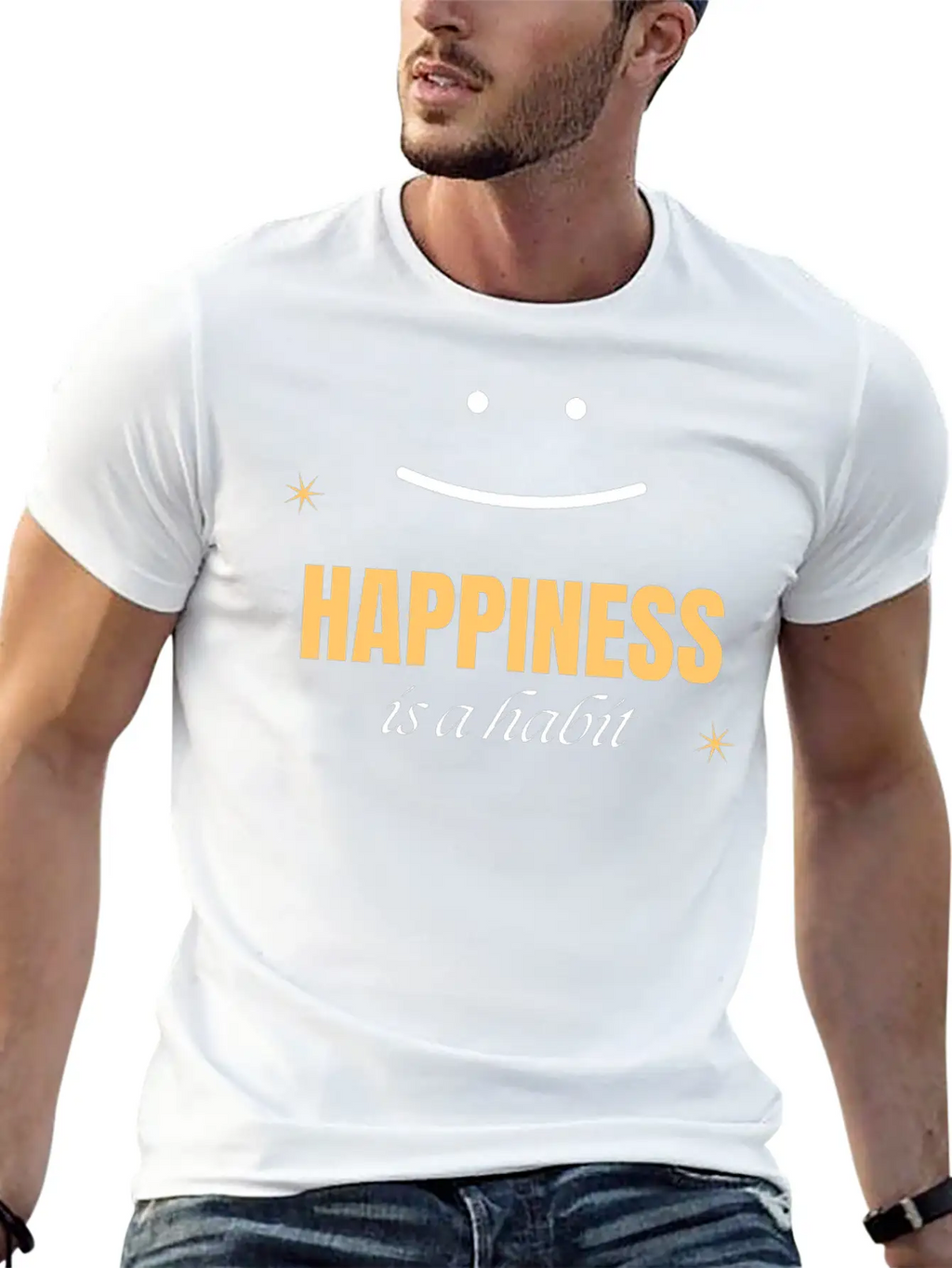Happiness Is Habit Breathable Soft Cotton T-Shirt – Timeless Casual Look