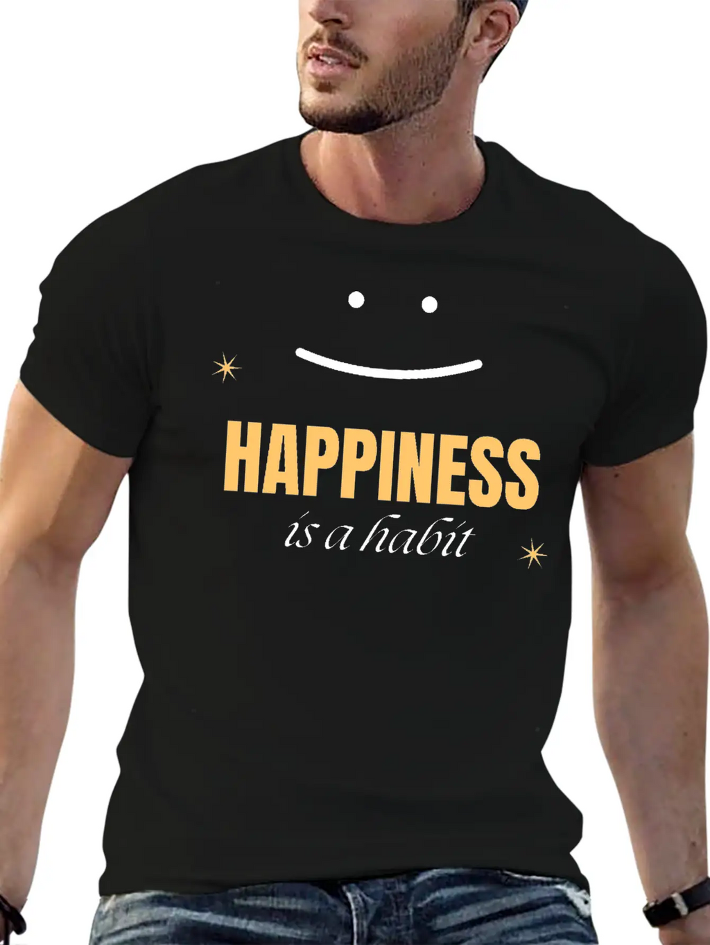 Happiness Is Habit Breathable Soft Cotton T-Shirt – Timeless Casual Look