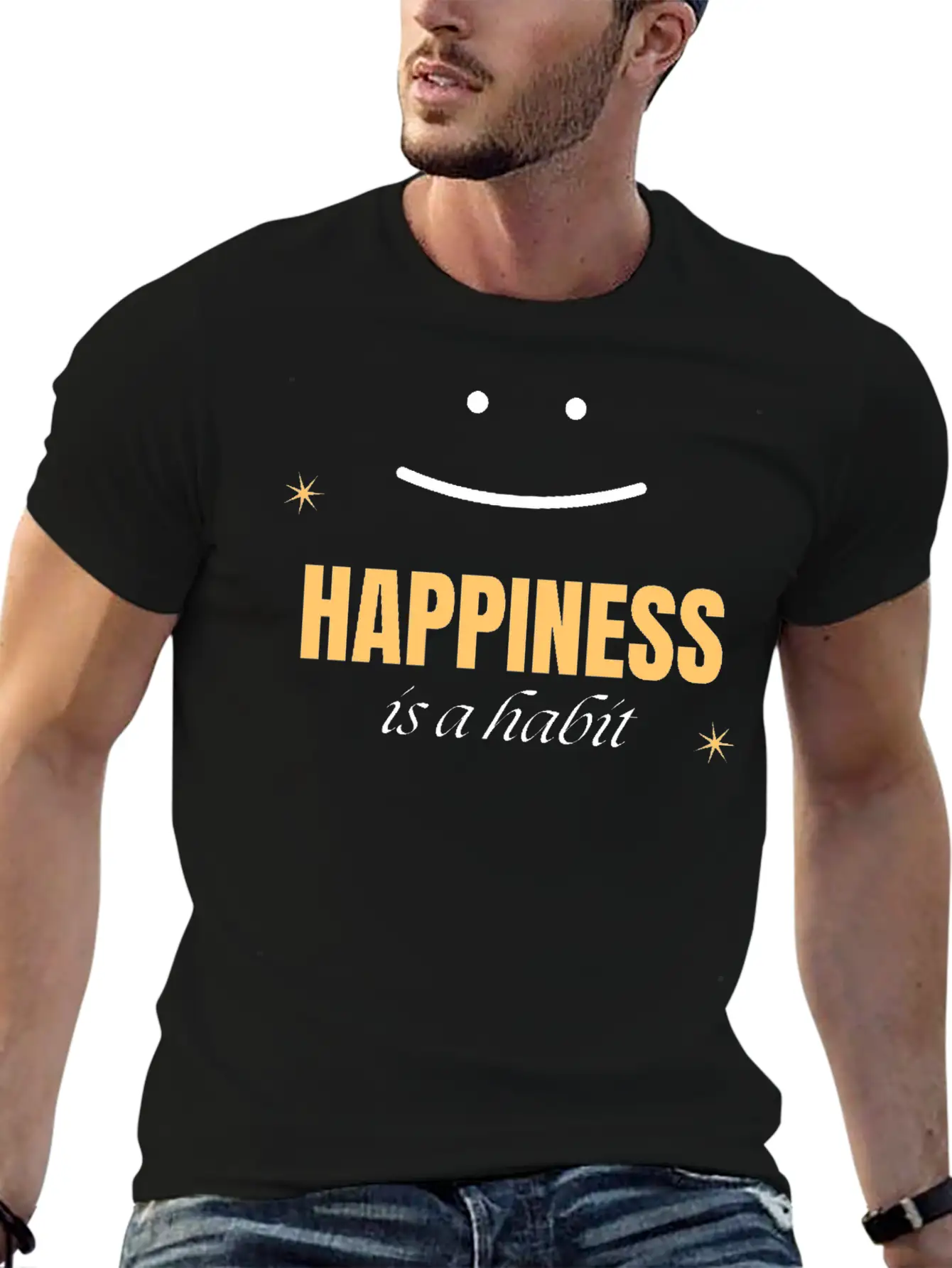 Happiness Is Habit Breathable Soft Cotton T-Shirt – Timeless Casual Look
