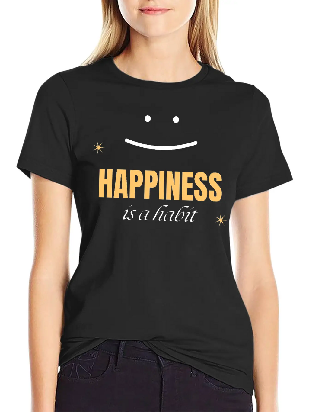 Happiness Is Habit Breathable Soft Cotton T-Shirt – Timeless Casual Look