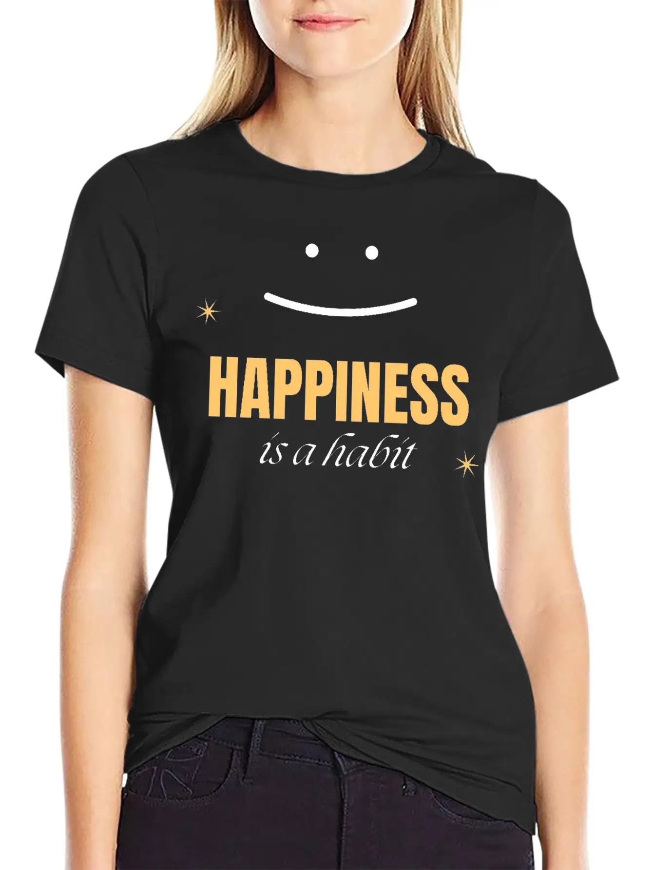 Happiness Is Habit Breathable Soft Cotton T-Shirt – Timeless Casual Look