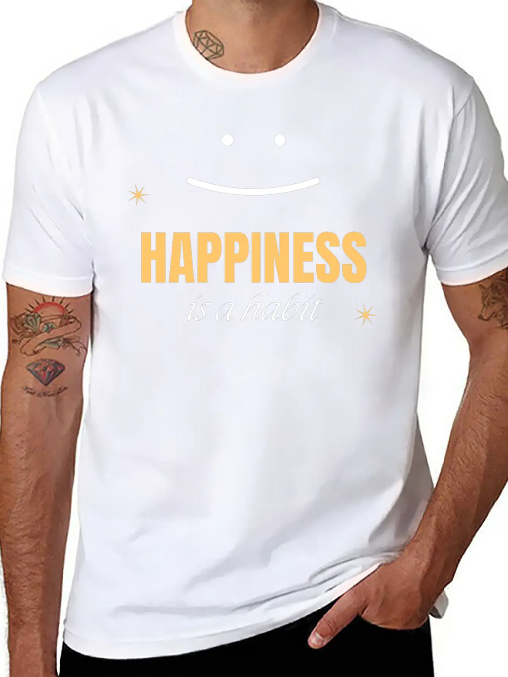 Happiness Is Habit Breathable Soft Cotton T-Shirt – Timeless Casual Look