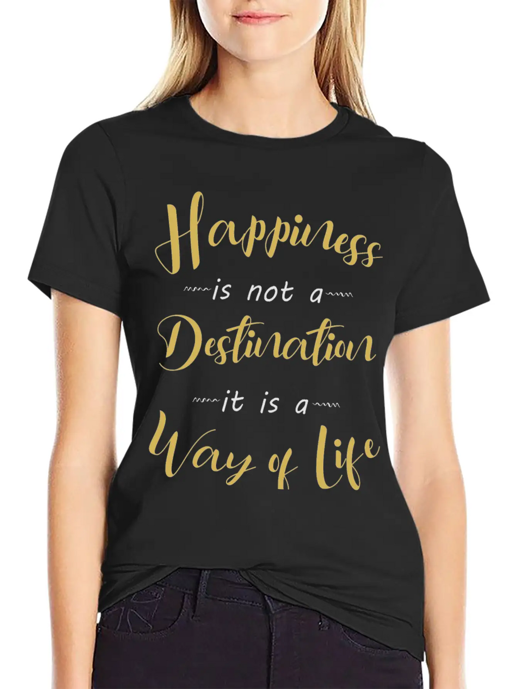 Happiness Is Not A Destination Essential Cotton Tee For Daily Outfits – Unisex Style