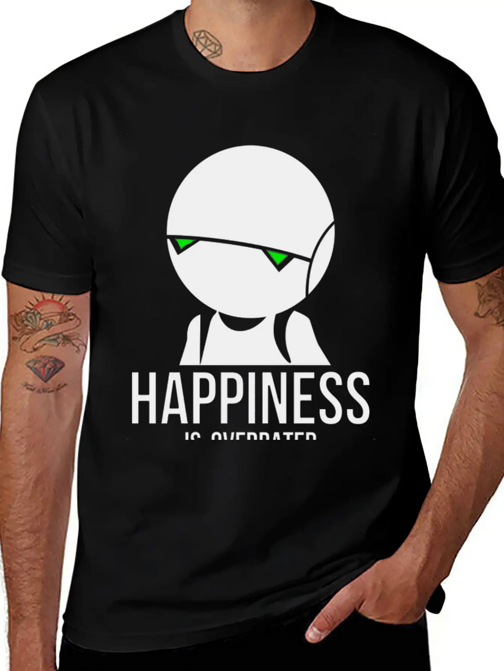 Happiness Is Overated Breathable Soft Cotton T-Shirt – Timeless Casual Look