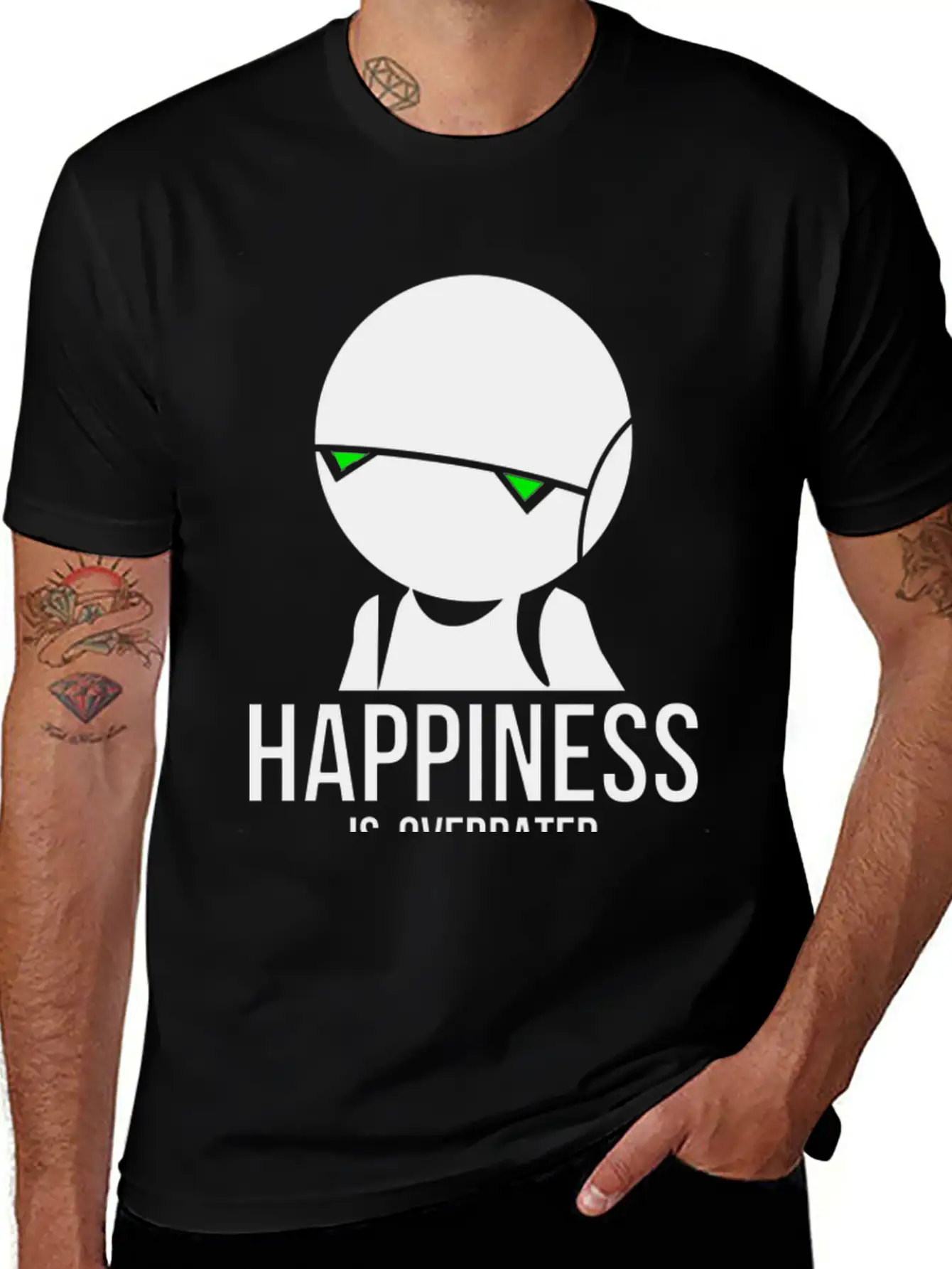 Happiness Is Overated Breathable Soft Cotton T-Shirt – Timeless Casual Look