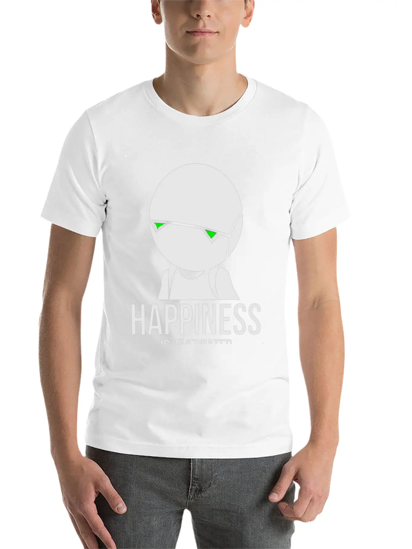 Happiness Is Overated Breathable Soft Cotton T-Shirt – Timeless Casual Look