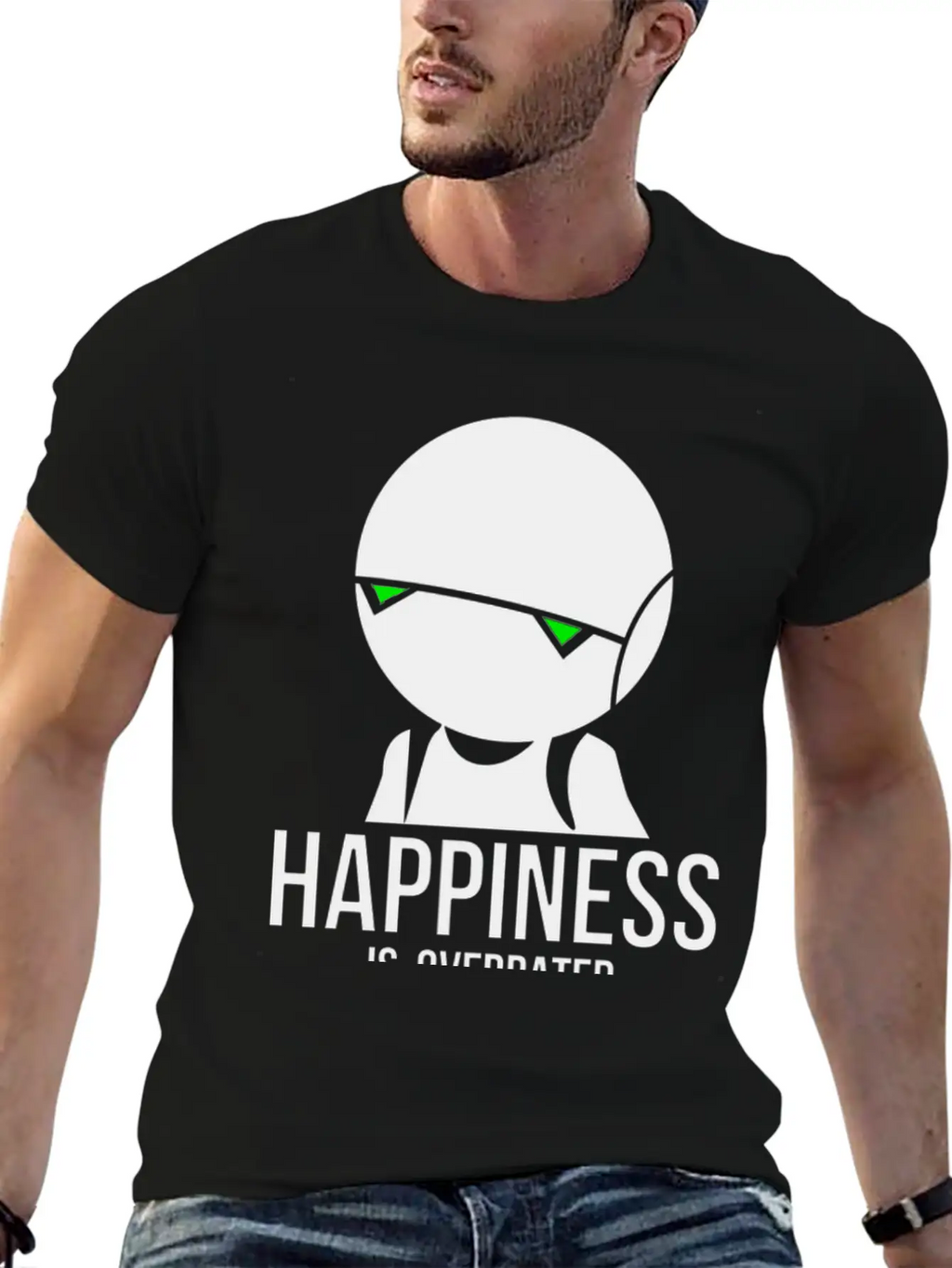 Happiness Is Overated Breathable Soft Cotton T-Shirt – Timeless Casual Look